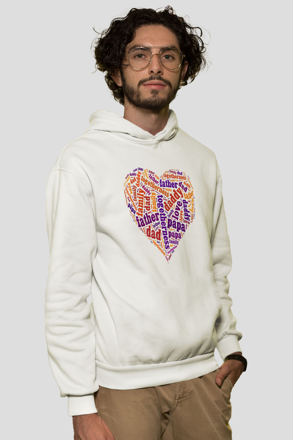 Babalar Günü Beyaz Unisex Kapşonlu Sweatshirt