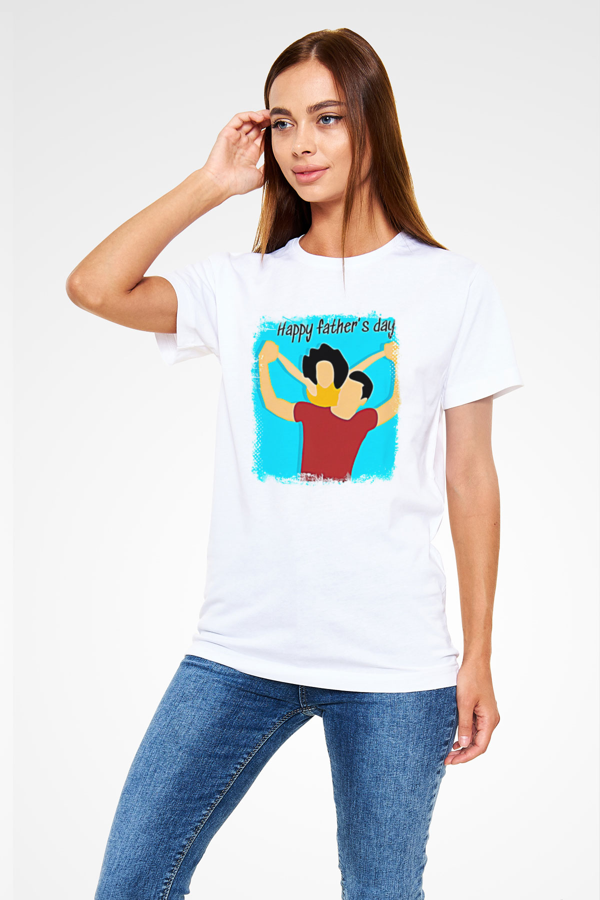 Babalar Günü Unisex Baskılı Beyaz Tişört - Tshirt