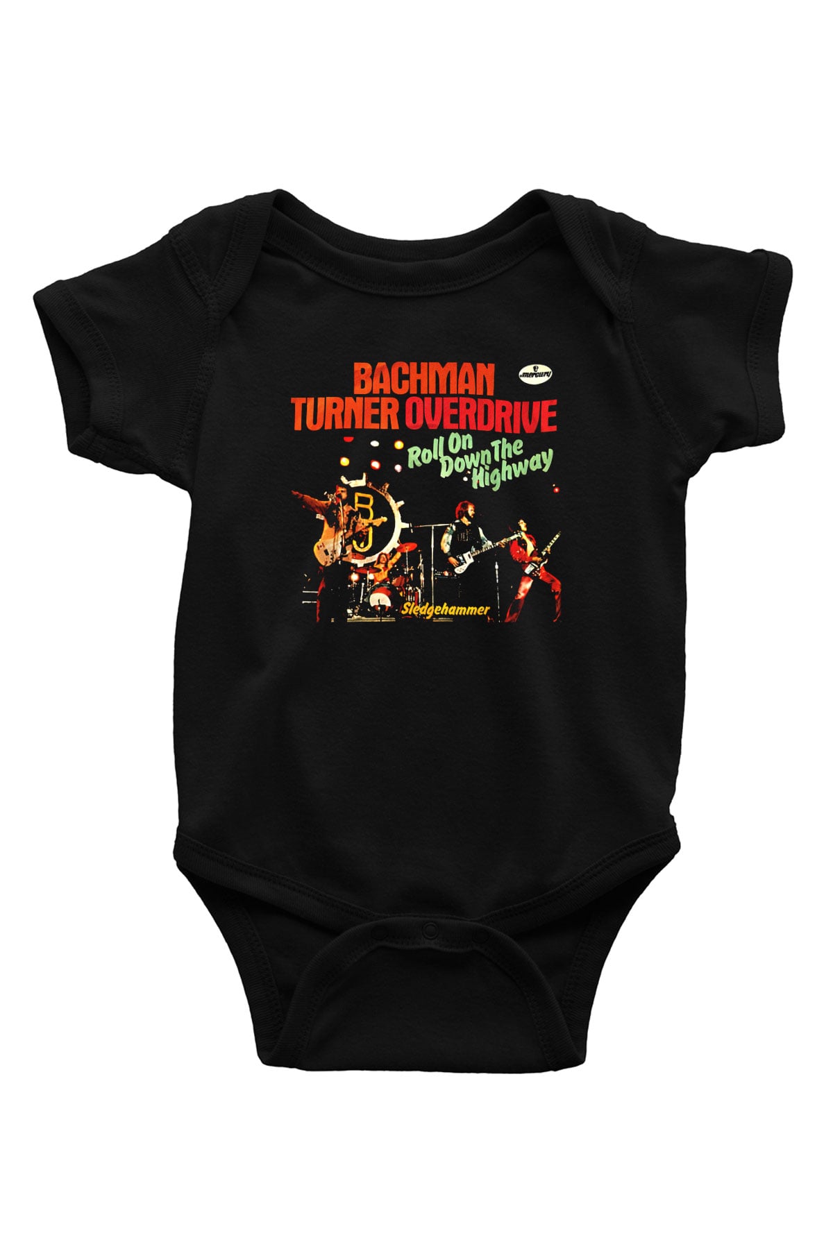 Bachman-Turner Overdrive Baskılı Siyah Bebek Body - Zıbın