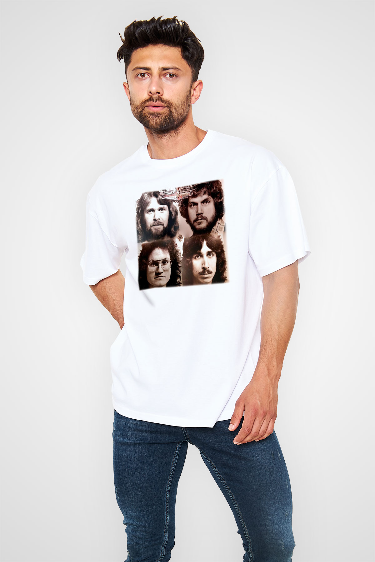 Bachman-Turner Overdrive Beyaz Unisex Oversize Tişört T-Shirt