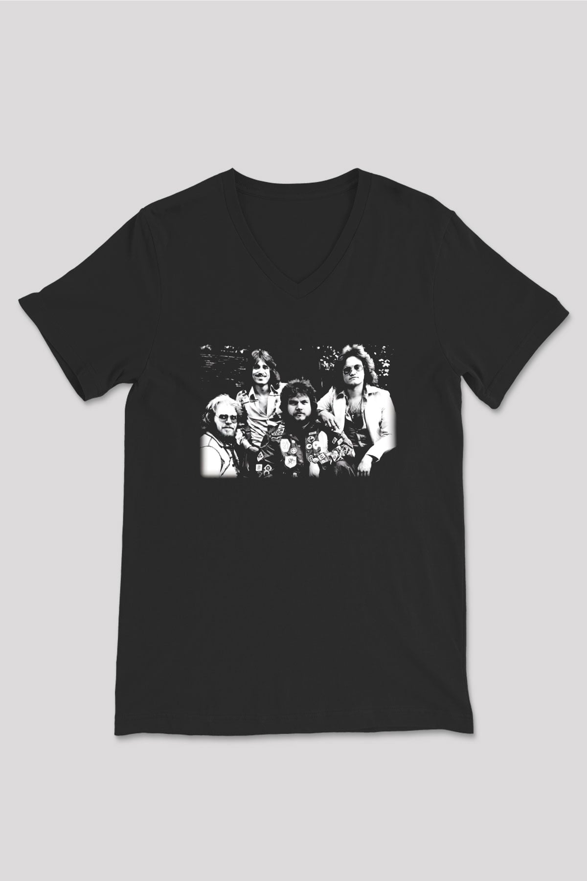 Bachman-Turner Overdrive Siyah Unisex V Yaka Tişört T-Shirt