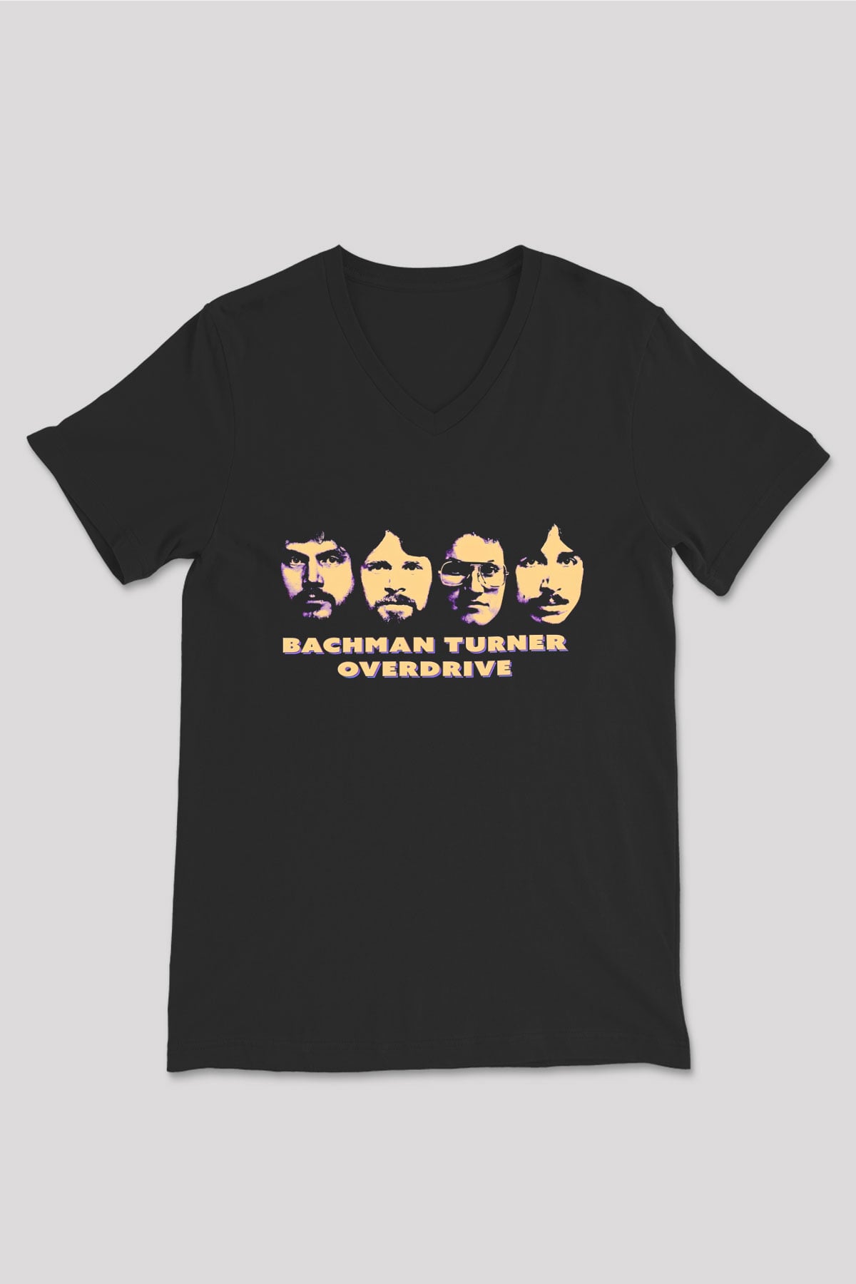 Bachman-Turner Overdrive Siyah Unisex V Yaka Tişört