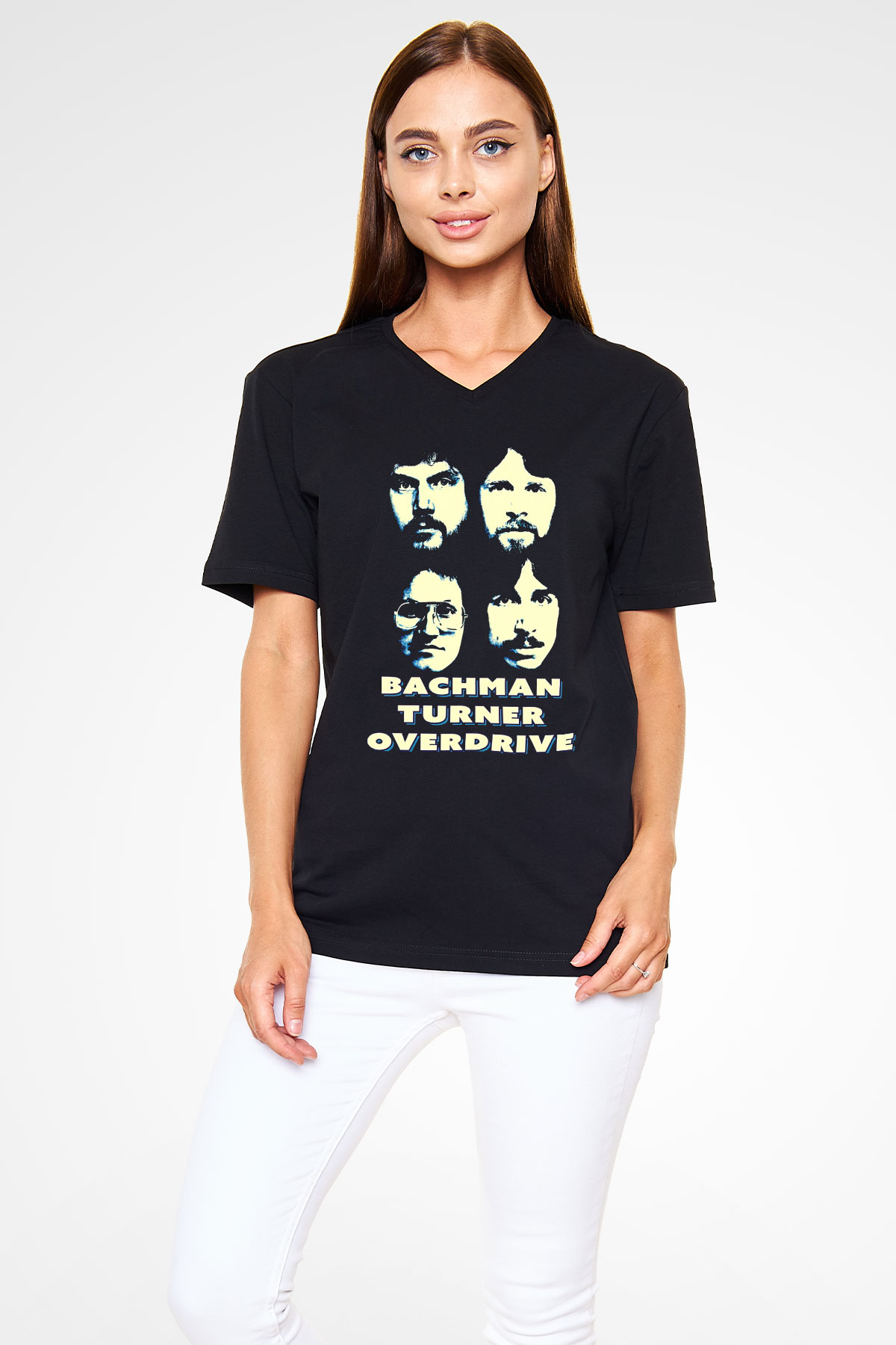 Bachman-Turner Overdrive Siyah Unisex V Yaka Tişört