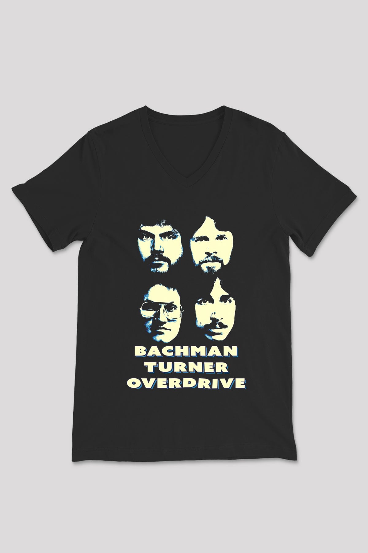Bachman-Turner Overdrive Siyah Unisex V Yaka Tişört