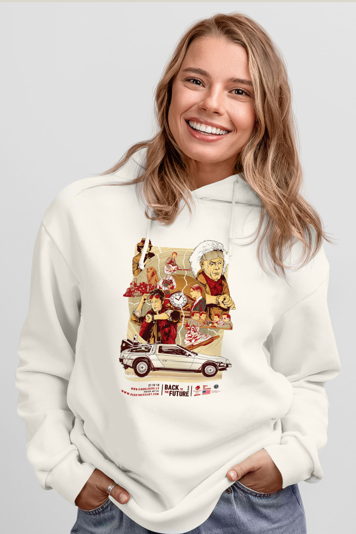 Back to the future Geleceğe Dönüş Beyaz Unisex Kapşonlu Sweatshirt