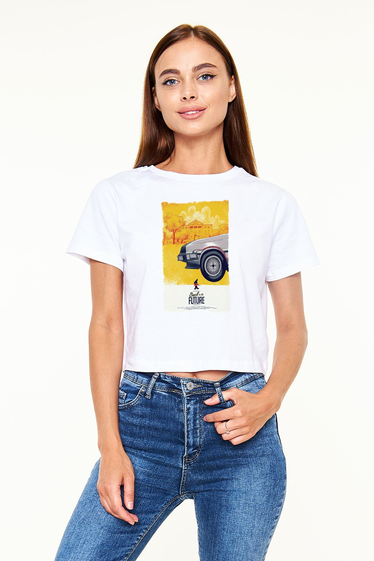 Back to the Future Geleceğe Dönüş Beyaz  Crop Top Tişört