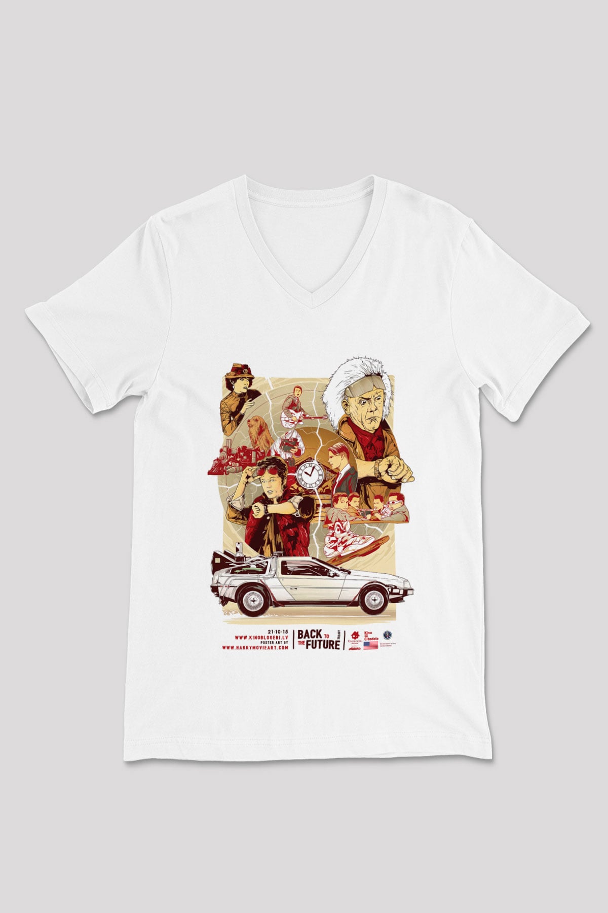 Back to the future Geleceğe Dönüş Beyaz Unisex V Yaka Tişört
