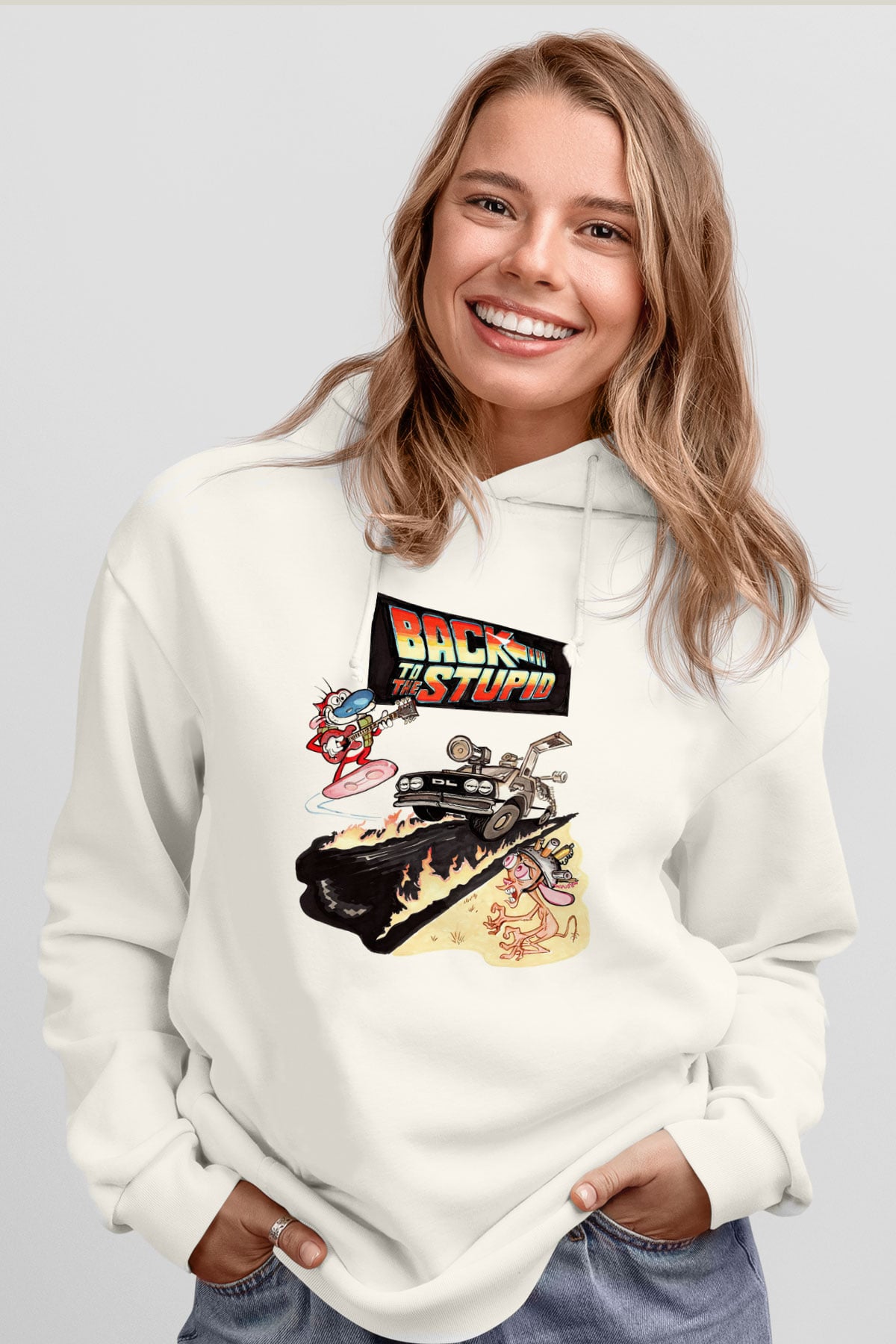 Back to the future Geleceğe Dönüş Beyaz Unisex Kapşonlu Sweatshirt