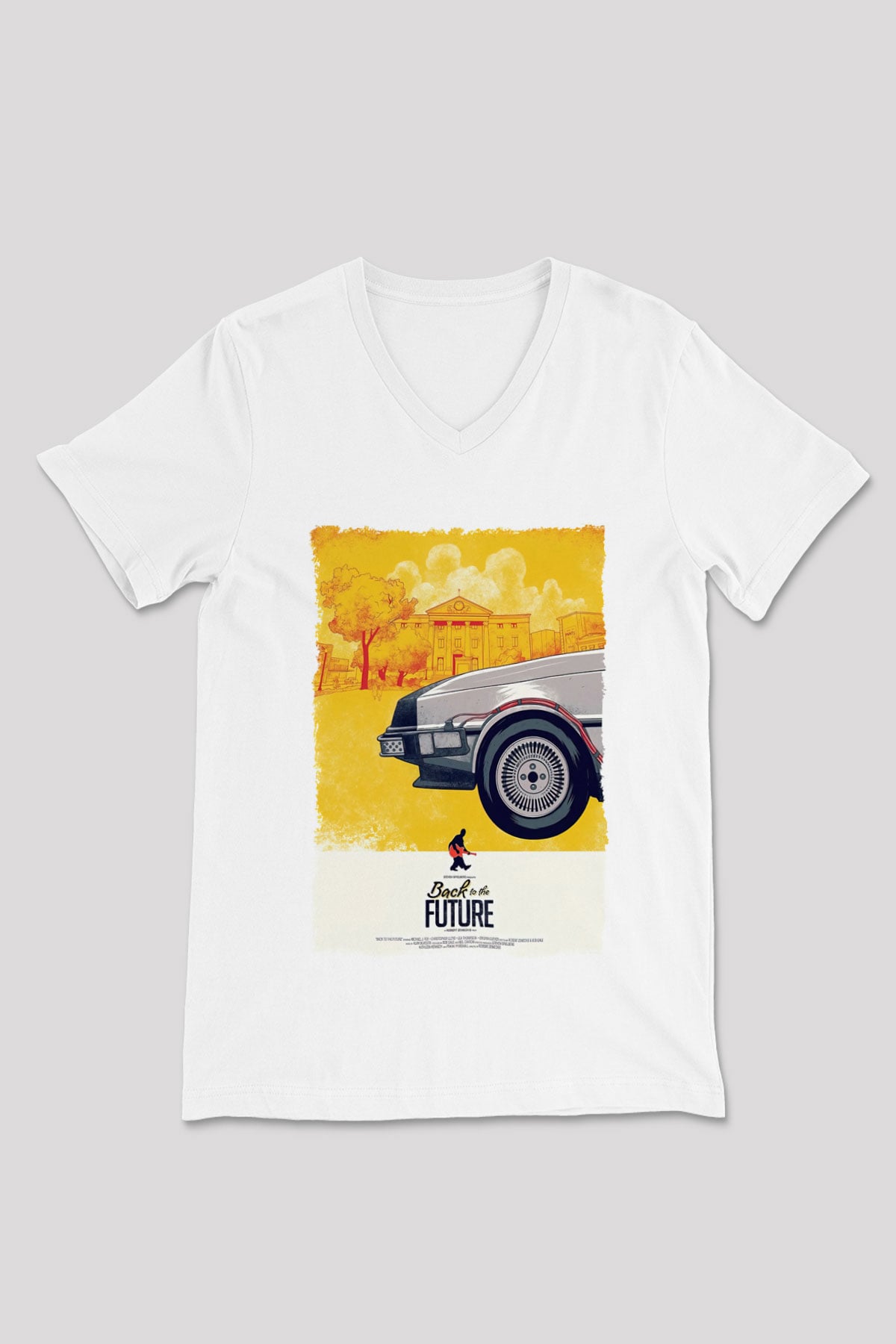 Back to the Future Geleceğe Dönüş Beyaz Unisex V Yaka Tişört