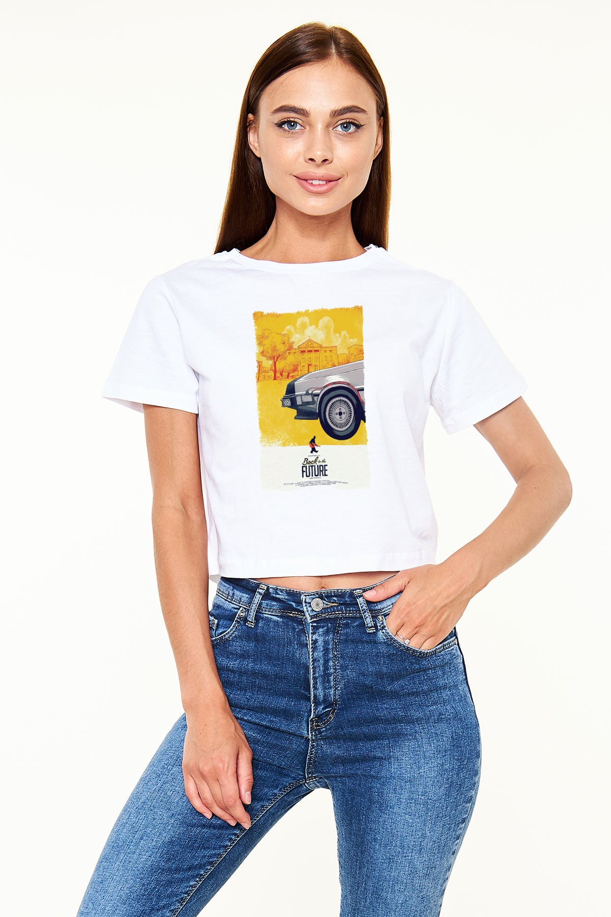 Back to the Future Geleceğe Dönüş Beyaz  Crop Top Tişört