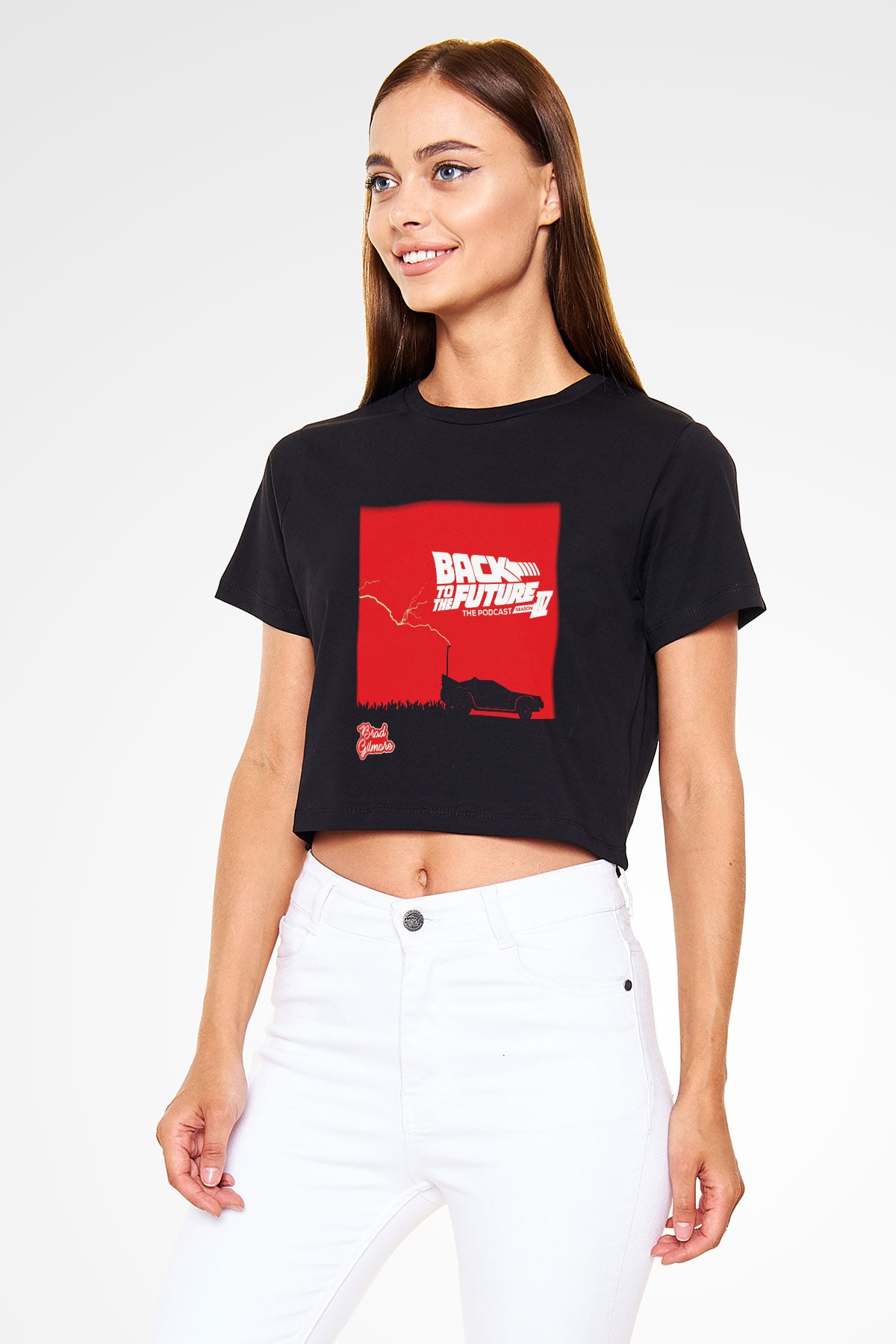 Back to the future Geleceğe Dönüş Siyah Crop Top Tişört