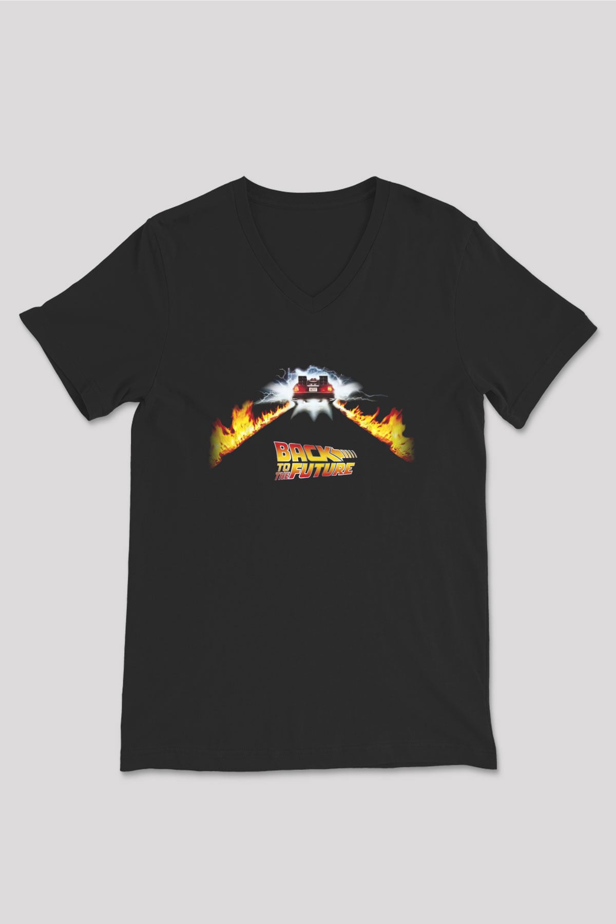 Back to the Future Geleceğe Dönüş Siyah Unisex V Yaka Tişört T-Shirt