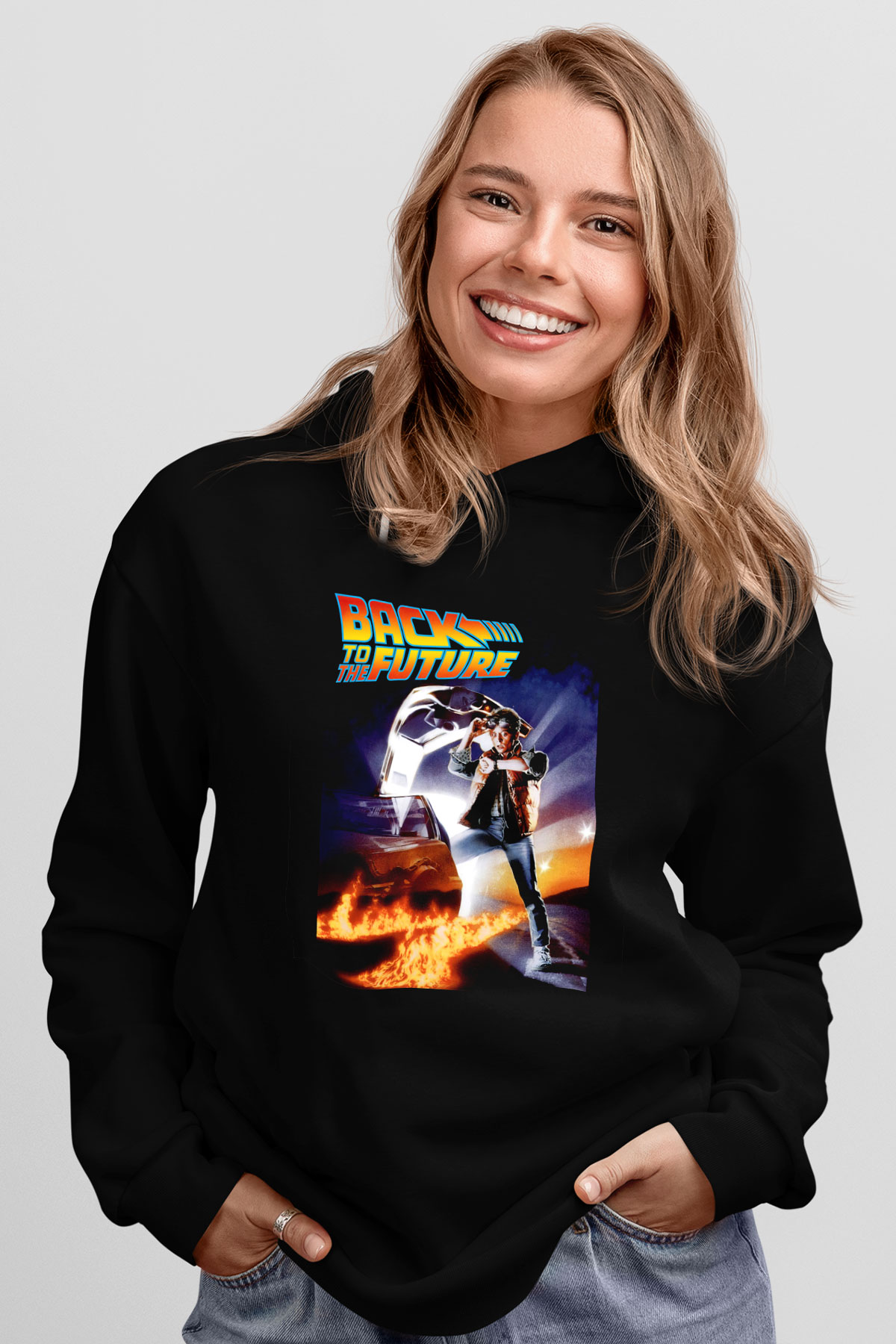 Back to the Future Geleceğe Dönüş Siyah Unisex Hoodie