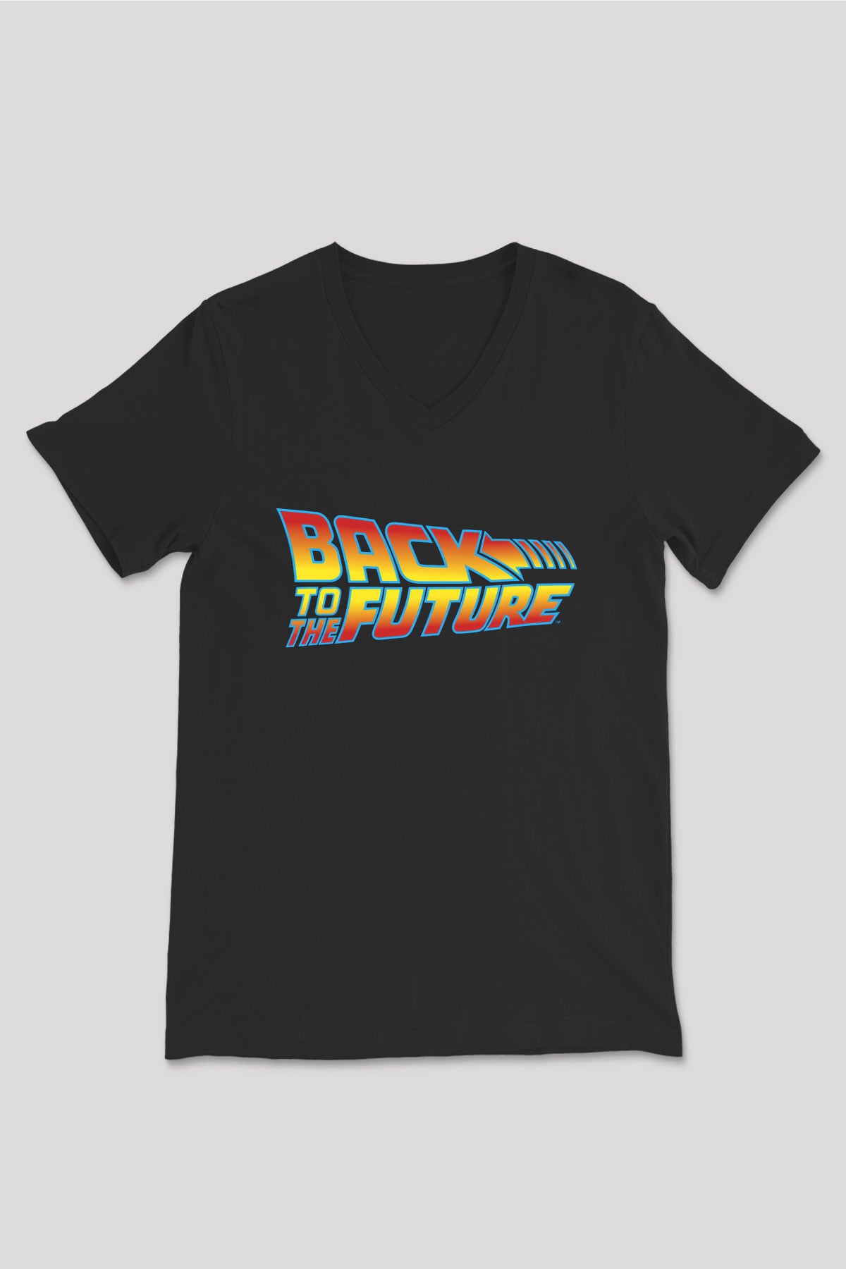 Back to the Future Geleceğe Dönüş Siyah Unisex V Yaka Tişört T-Shirt