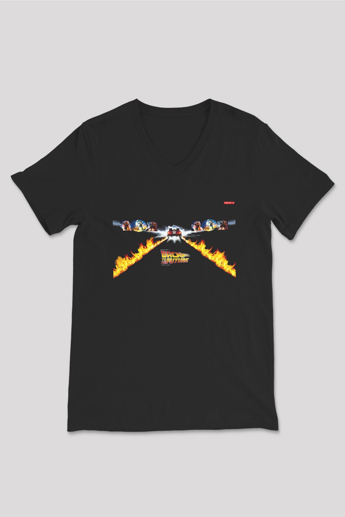 Back to the Future Geleceğe Dönüş Siyah Unisex V Yaka Tişört T-Shirt