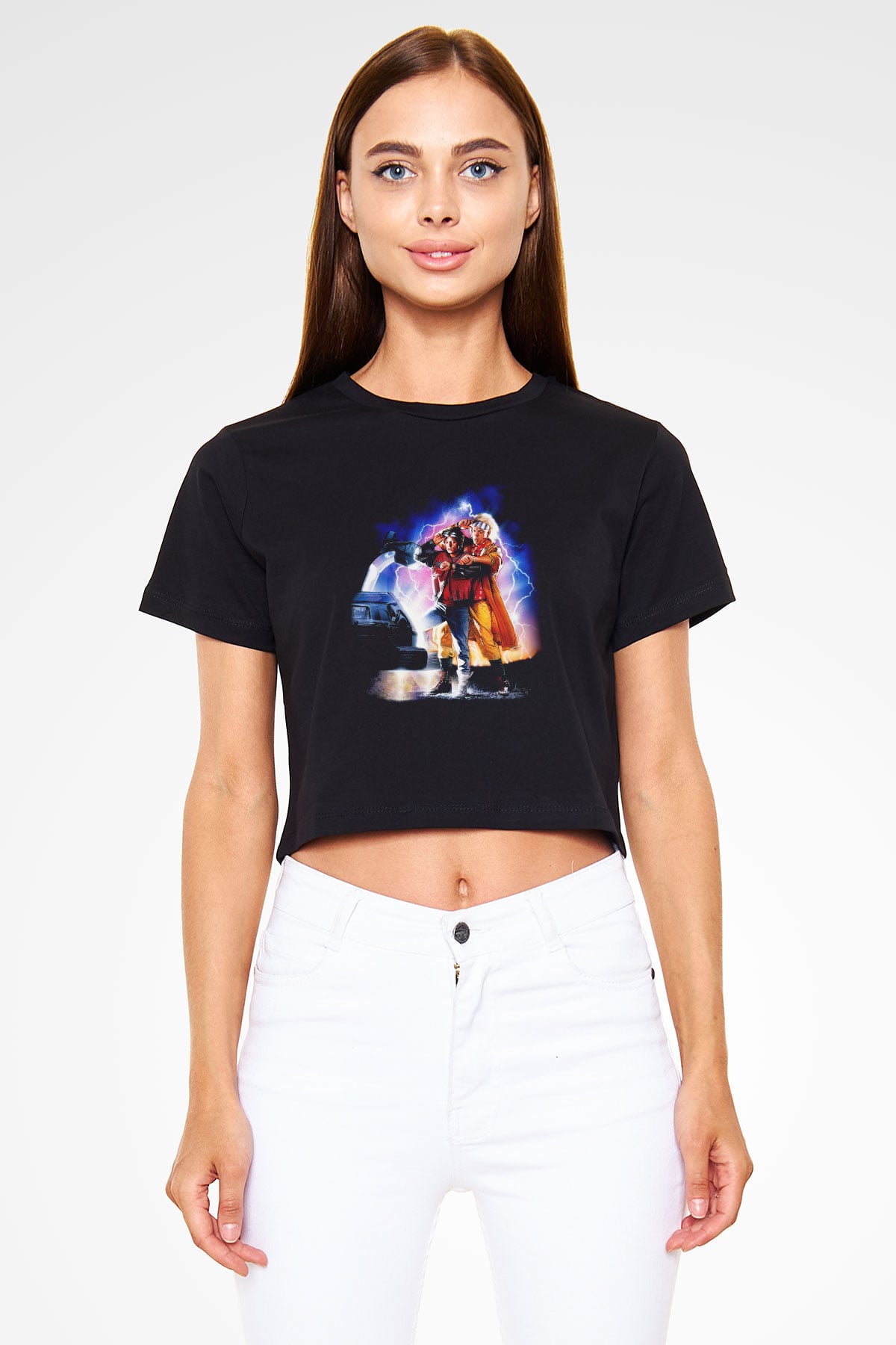 Back to the future Geleceğe Dönüş Siyah Crop Top Tişört