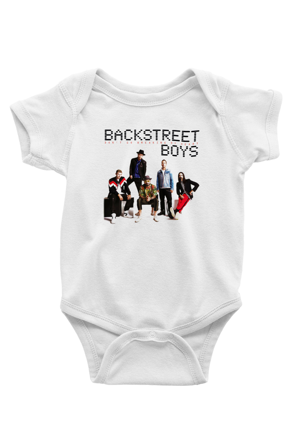 Backstreet Boys Baskılı Beyaz Unisex Bebek Body - Zıbın