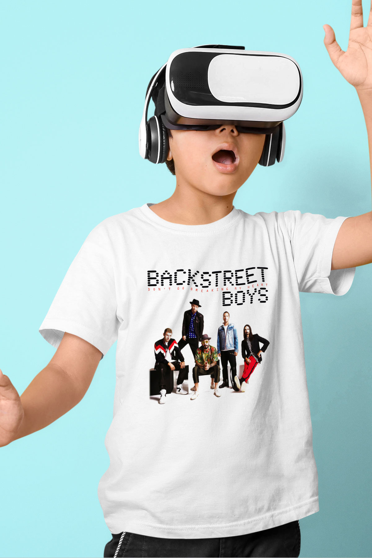 Backstreet Boys Baskılı Beyaz Unisex Çocuk Tişört