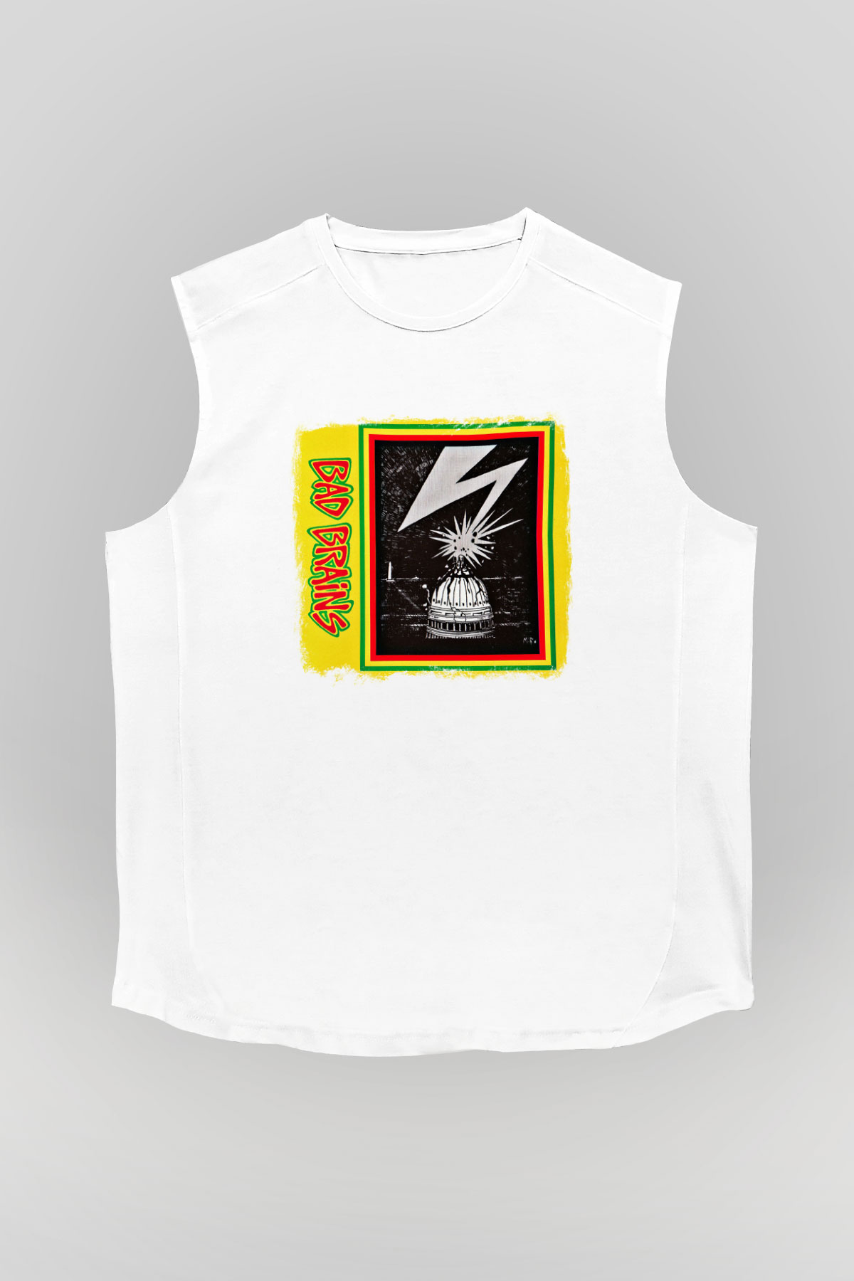 Bad Brains Baskılı Unisex Beyaz Kolsuz Tişört
