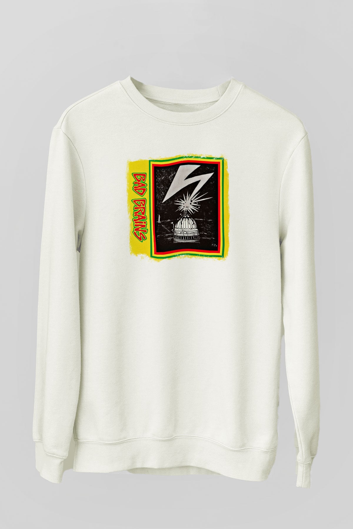 Bad Brains Baskılı Unisex Beyaz Sweatshirt
