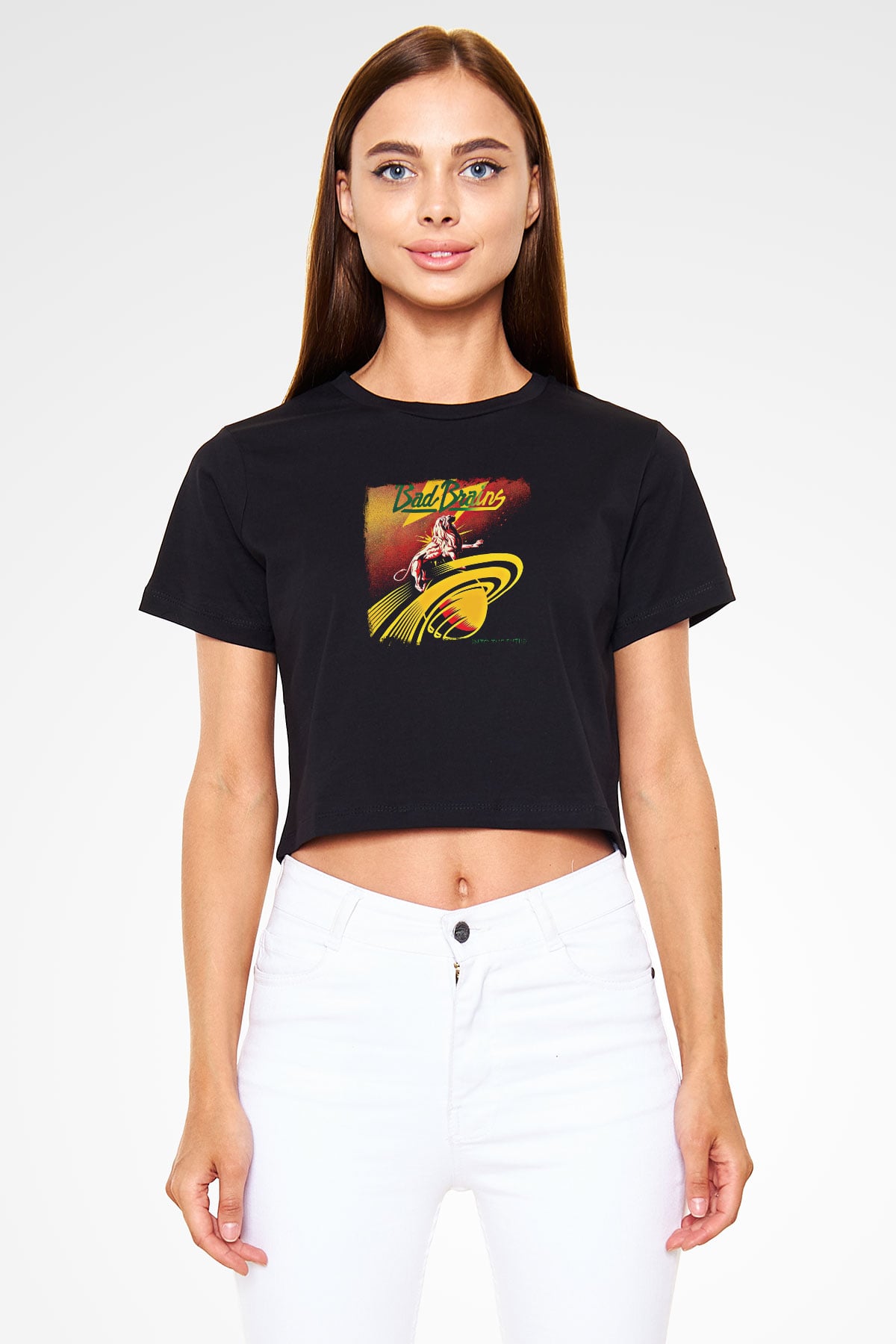 Bad Brains Baskılı Unisex Siyah Crop Top Tişört