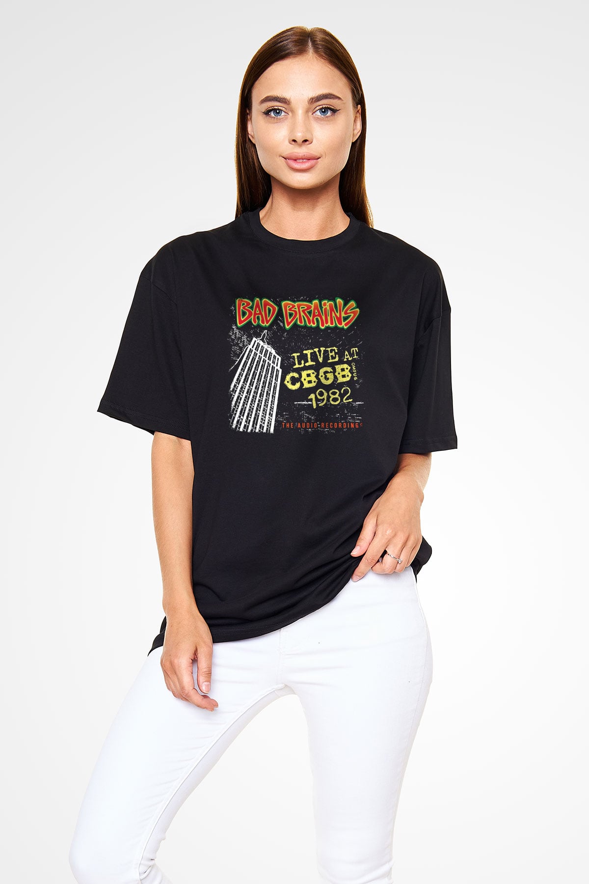 Bad Brains Baskılı Unisex Siyah Oversize Tişört