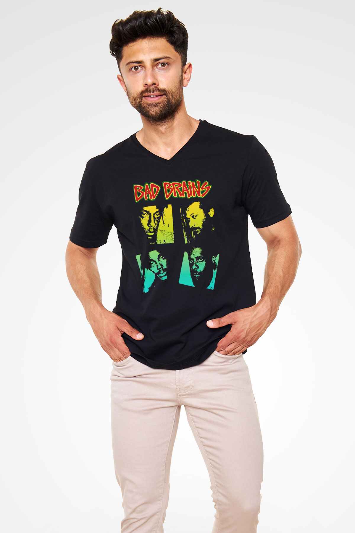Bad Brains Siyah Unisex V Yaka Tişört