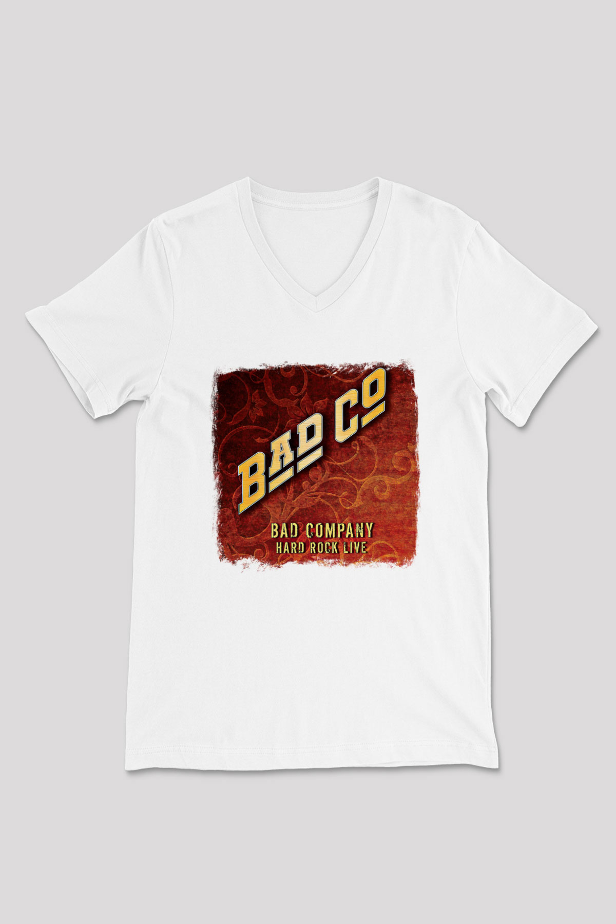Bad Company Baskılı Unisex Beyaz V Yaka Tişört
