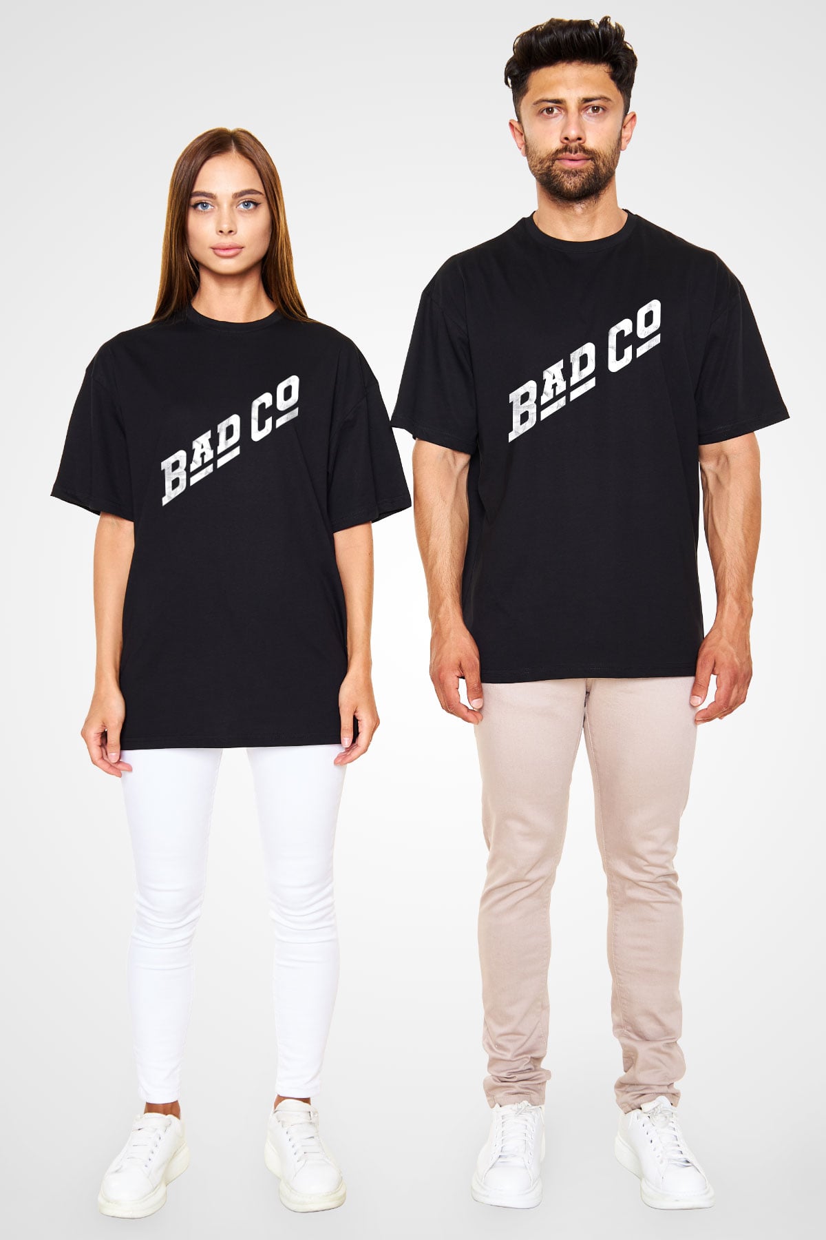 Bad Company Baskılı Unisex Siyah Oversize Tişört