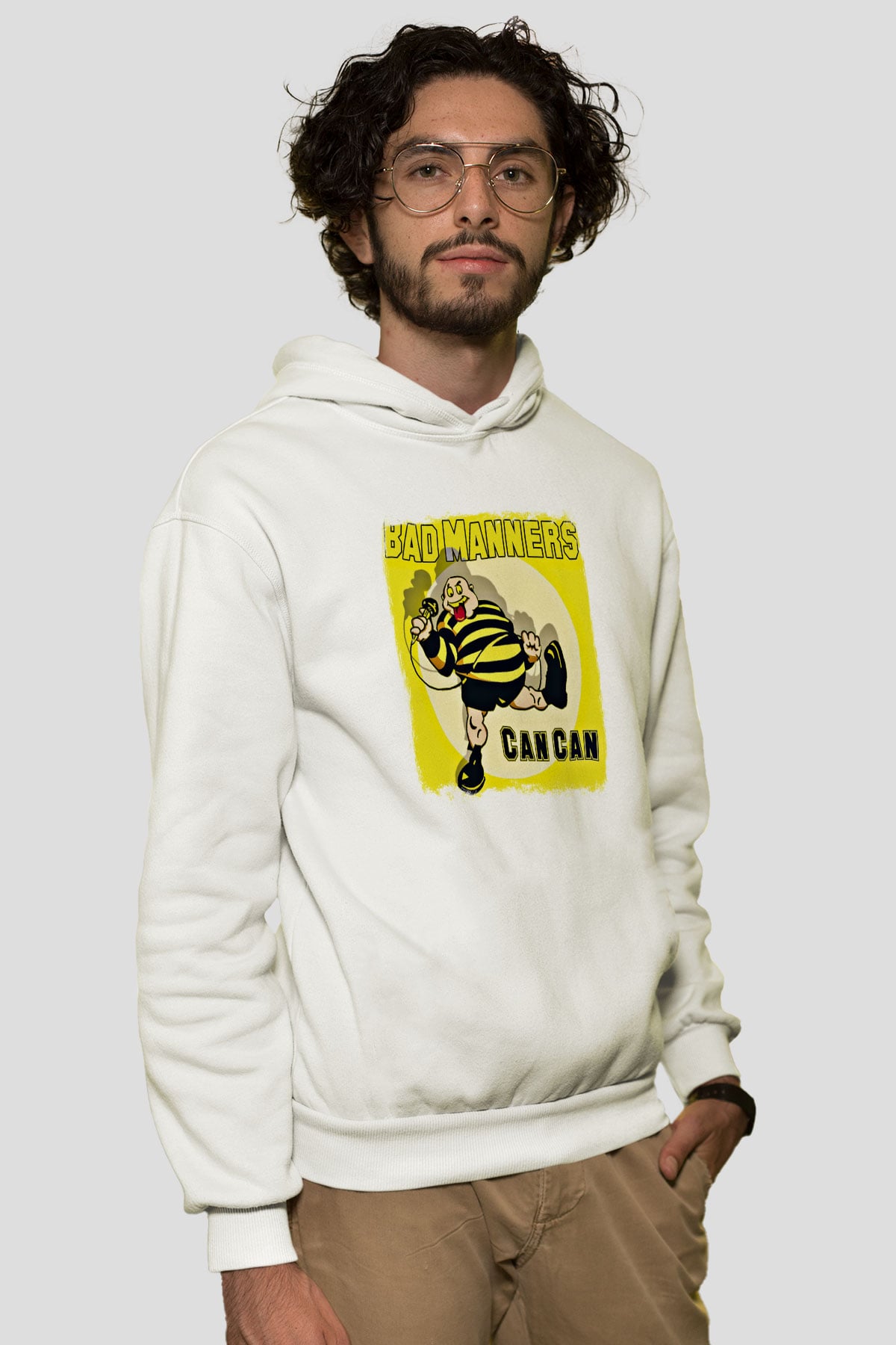 Bad Manners Baskılı Unisex Beyaz Hoodie