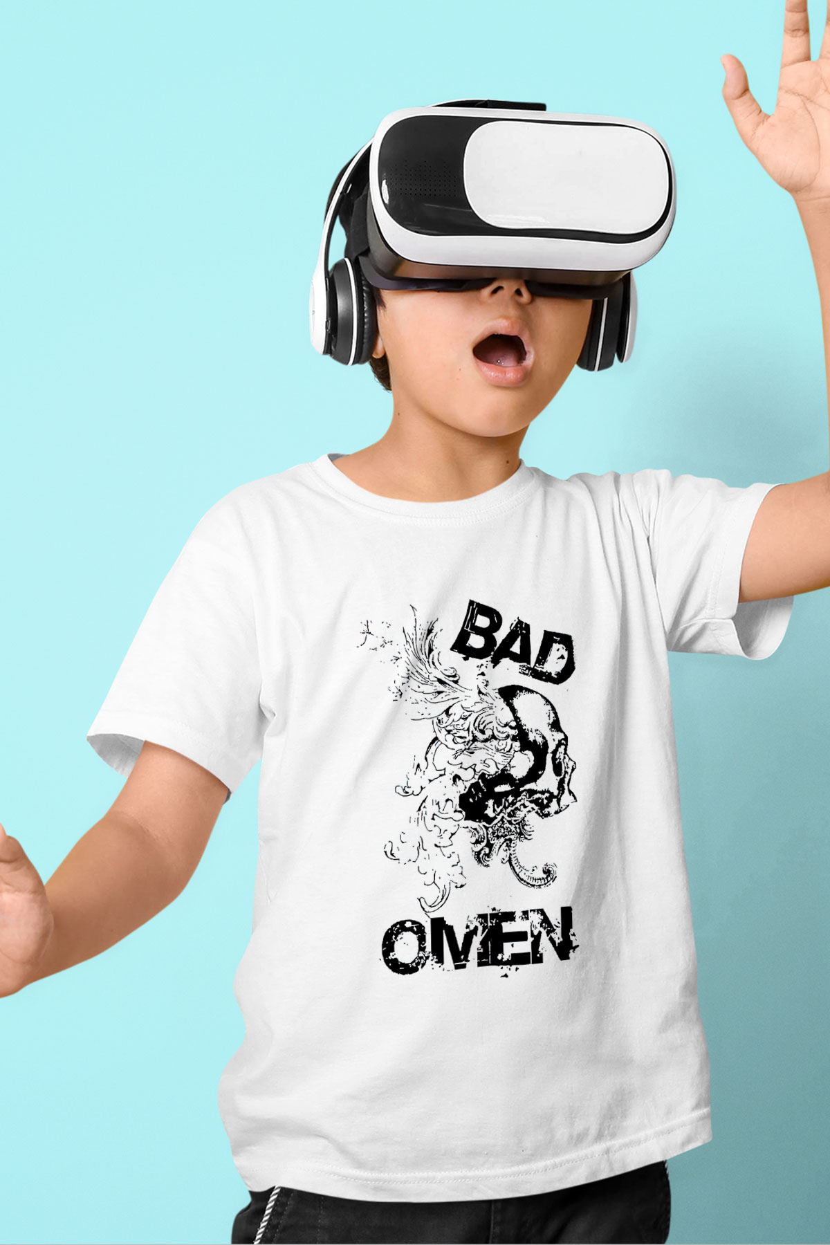 Bad Omens Baskılı Beyaz Unisex Beyaz Çocuk Tişört - Tshirt