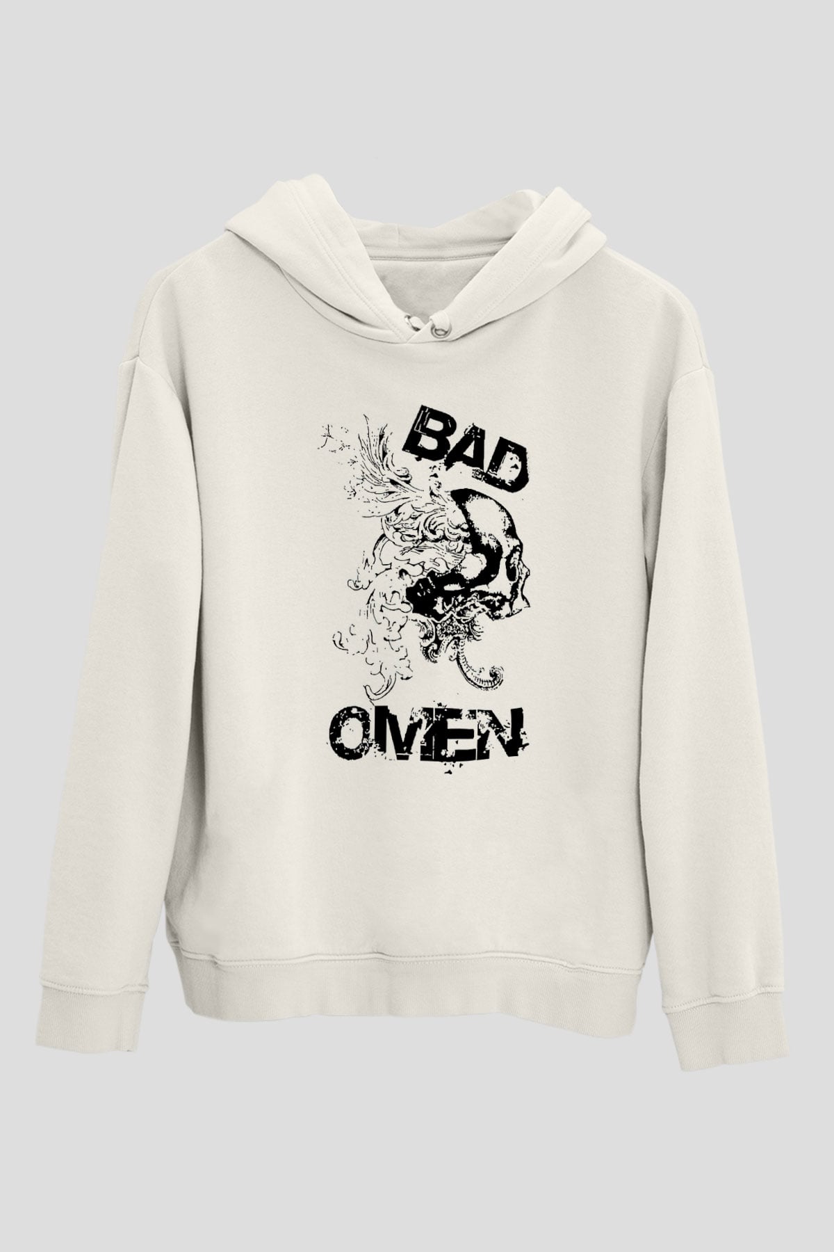 Bad Omens Baskılı Beyaz Unisex Kapüşonlu Sweatshirt