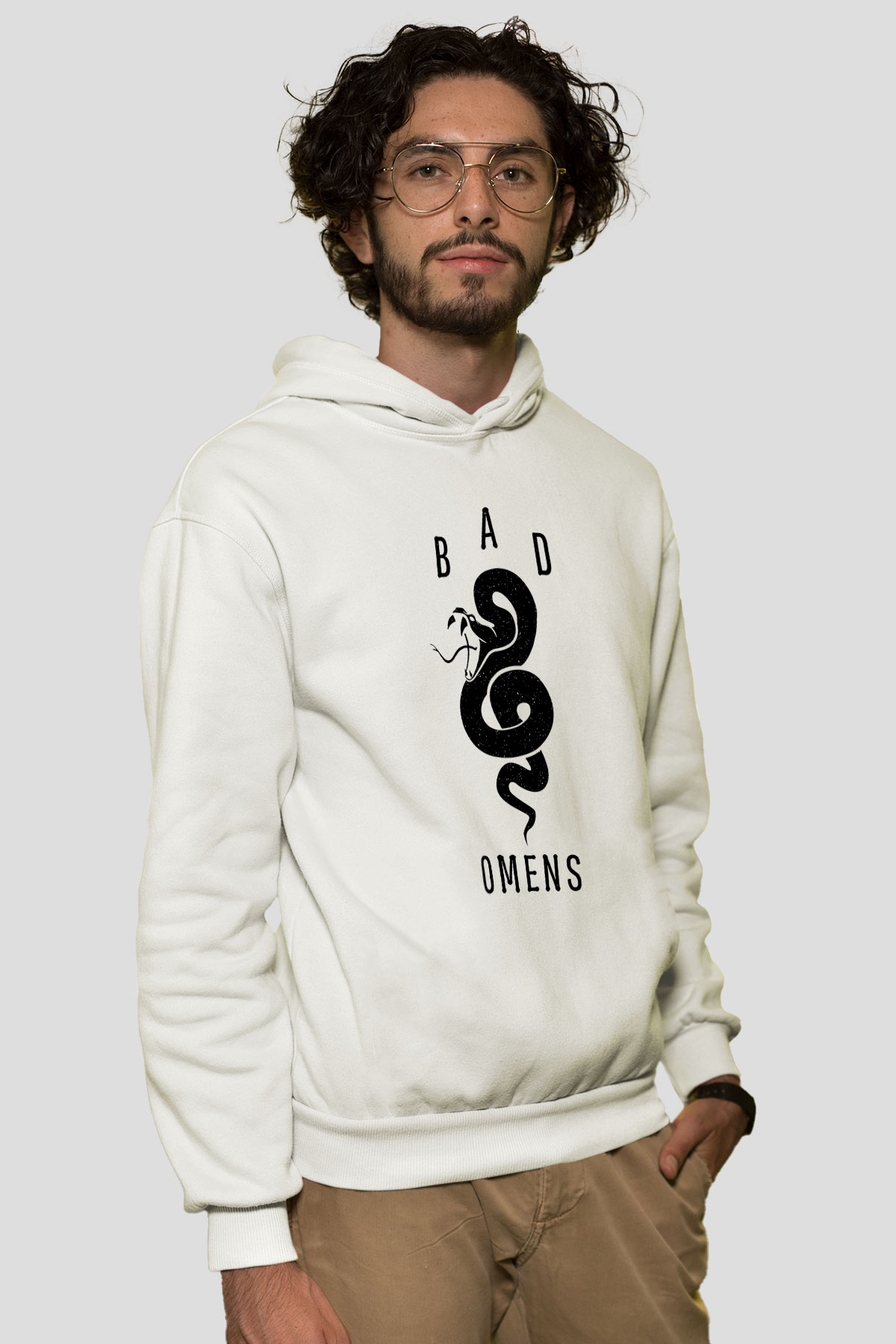 Bad Omens Baskılı Beyaz Unisex Kapüşonlu Sweatshirt