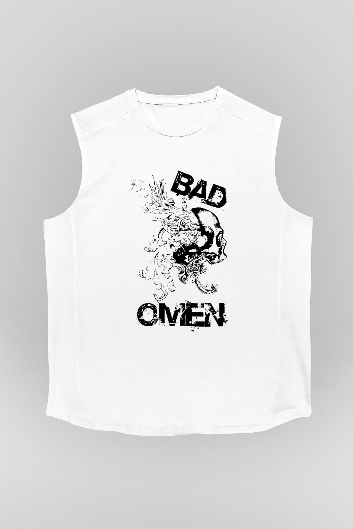 Bad Omens Baskılı Beyaz Unisex Kolsuz Tişört - Tshirt