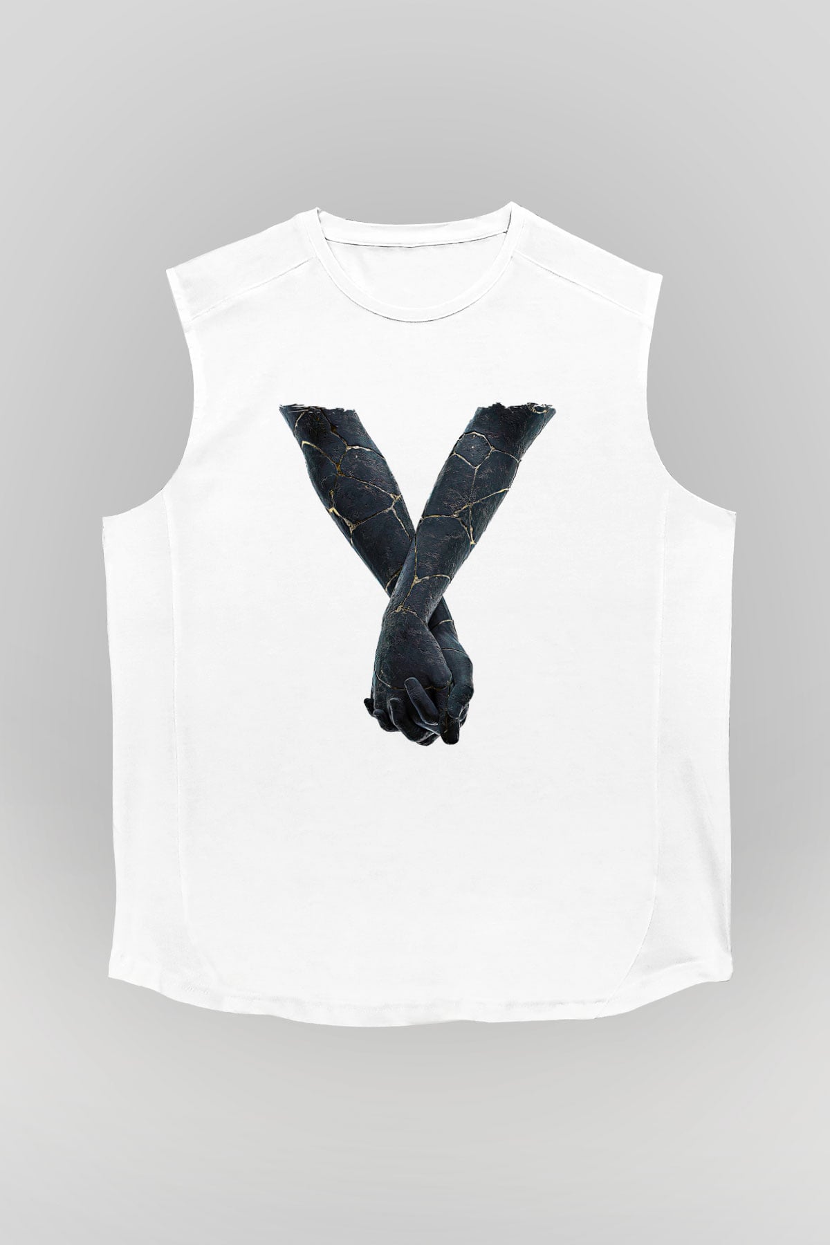 Bad Omens Baskılı Beyaz Unisex Kolsuz Tişört - Tshirt