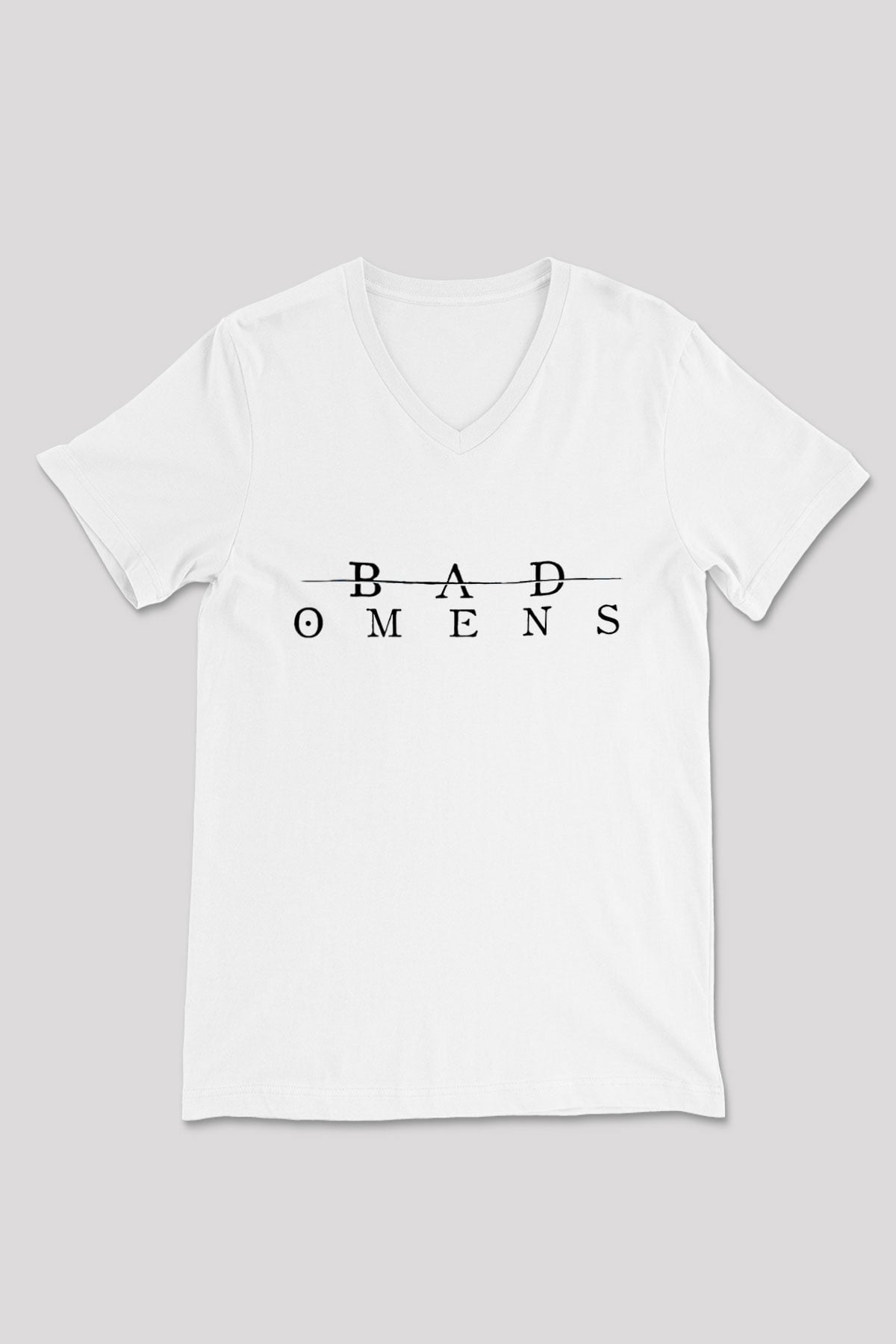 Bad Omens Baskılı Beyaz Unisex V Yaka Tişört - Tshirt