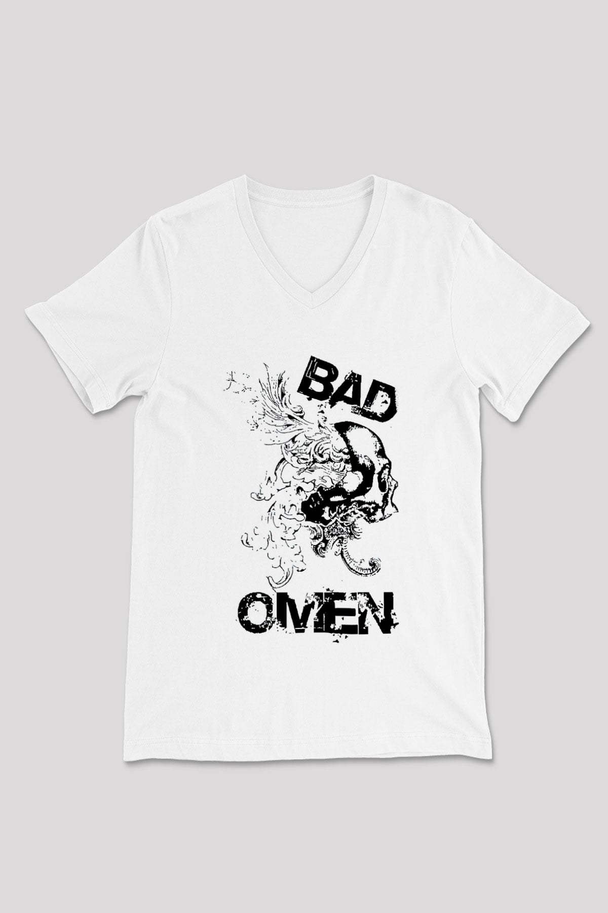 Bad Omens Baskılı Beyaz Unisex V Yaka Tişört - Tshirt