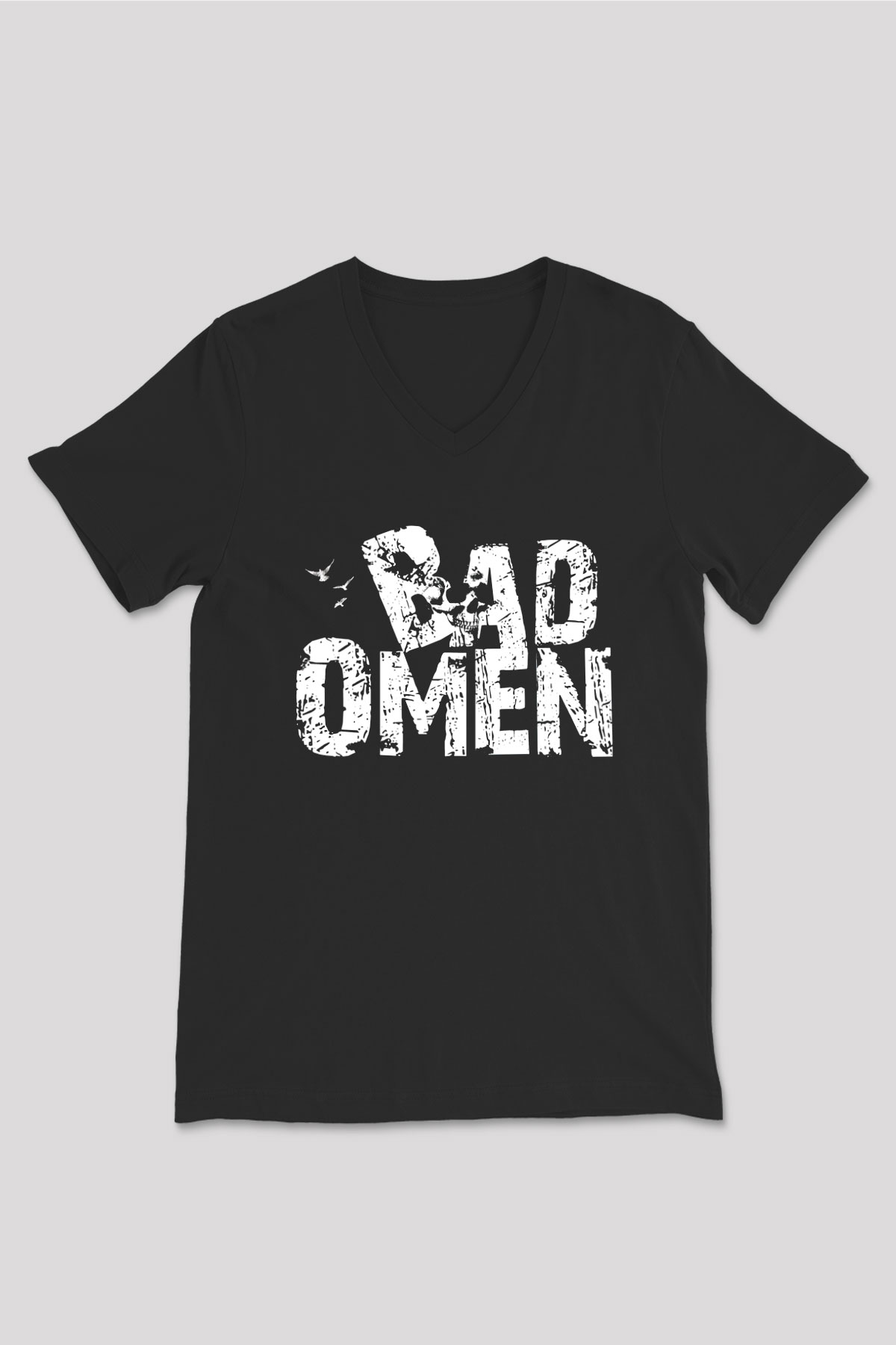 Bad Omens Baskılı Unisex Siyah V Yaka Tişört - Tshirt