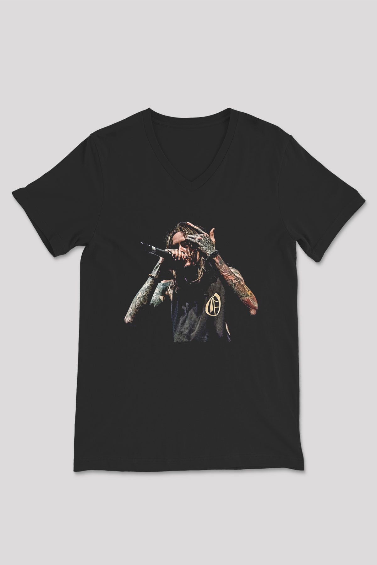 Bad Omens Baskılı Unisex Siyah V Yaka Tişört - Tshirt
