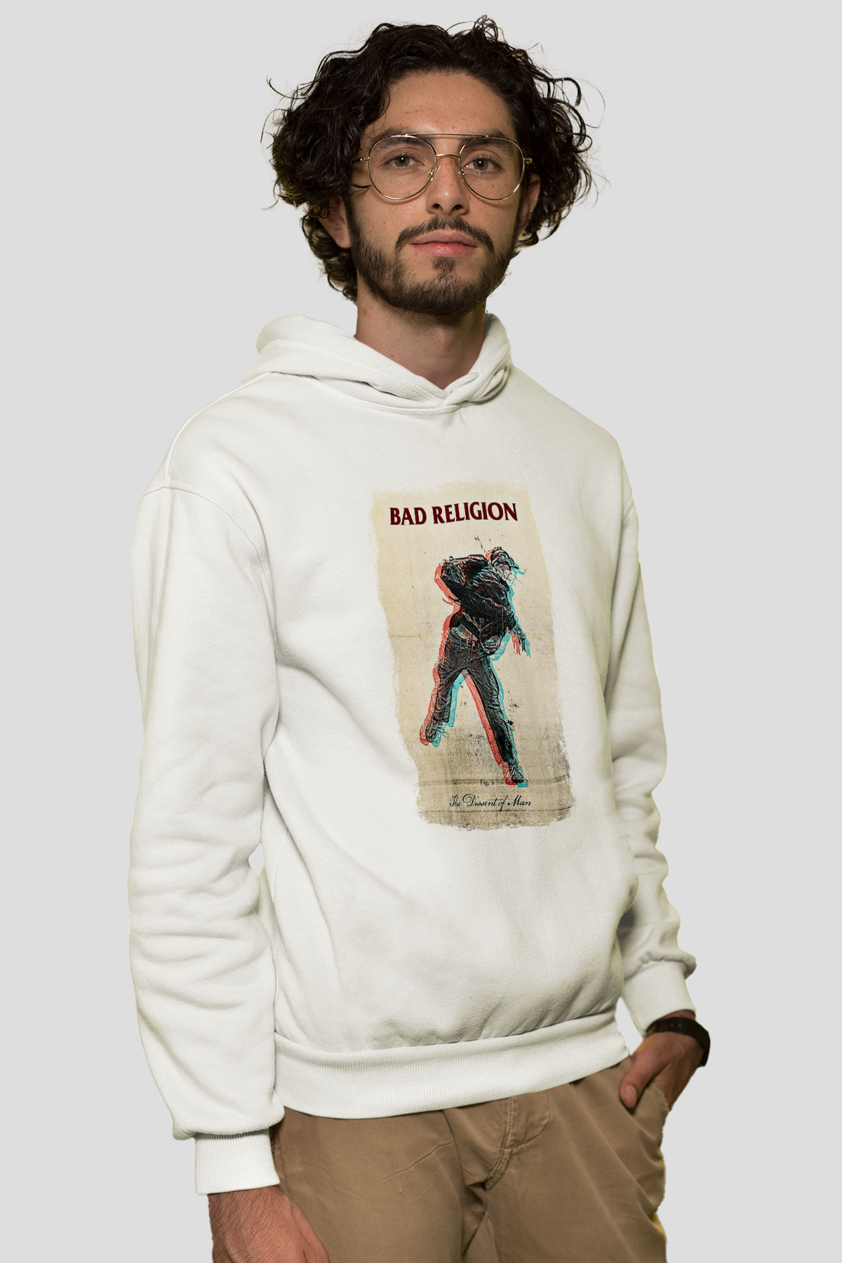 Bad Religion Baskılı Unisex Beyaz Hoodie