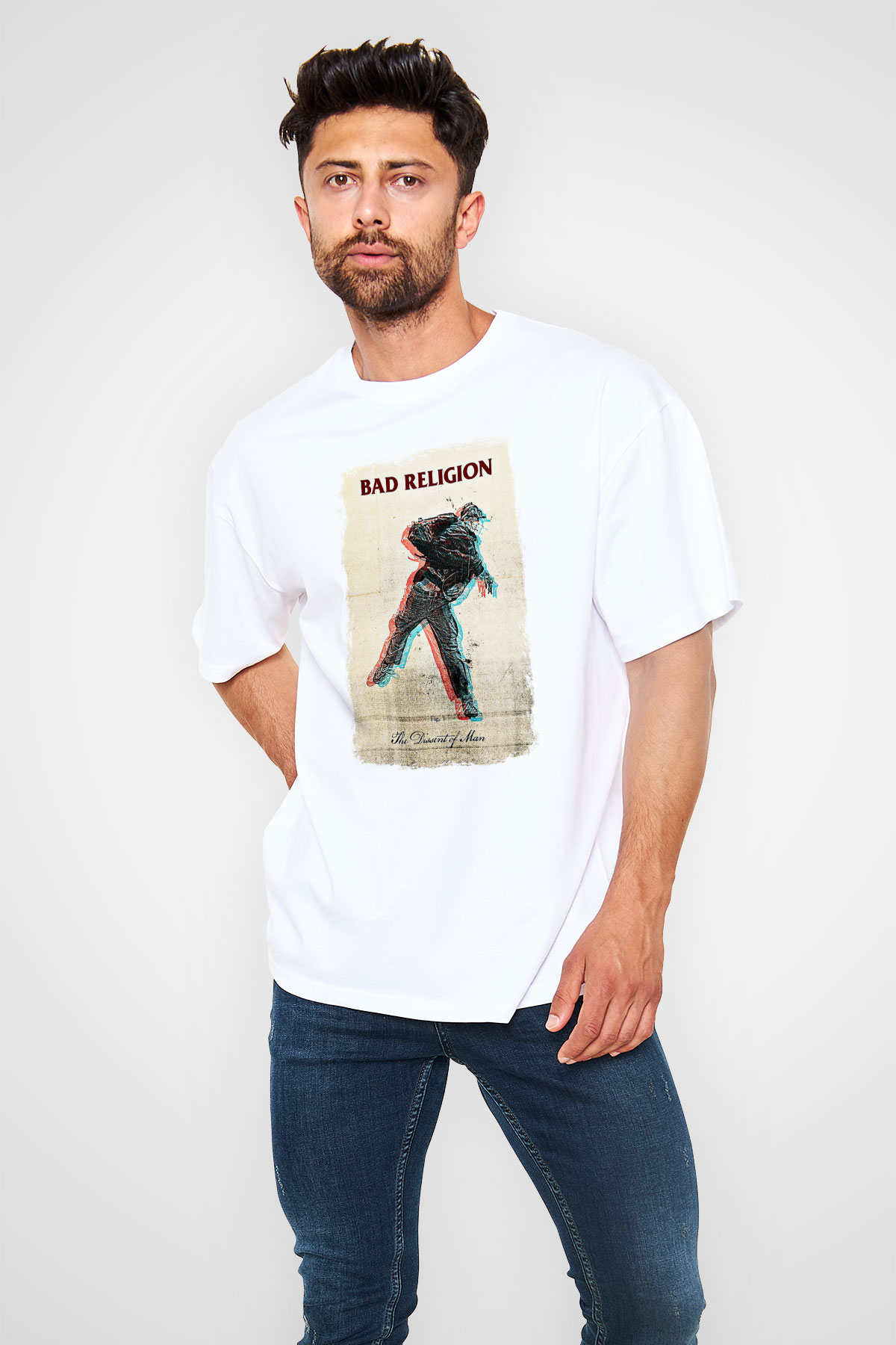 Bad Religion Baskılı Unisex Beyaz Oversize Tişört
