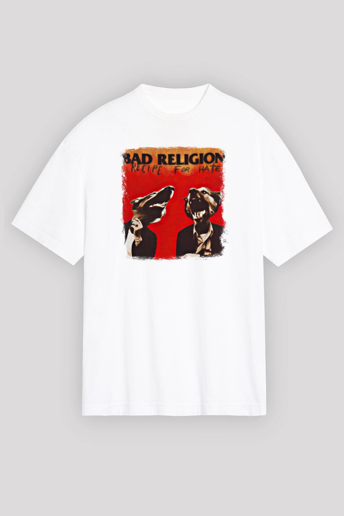 Bad Religion Baskılı Unisex Beyaz Oversize Tişört