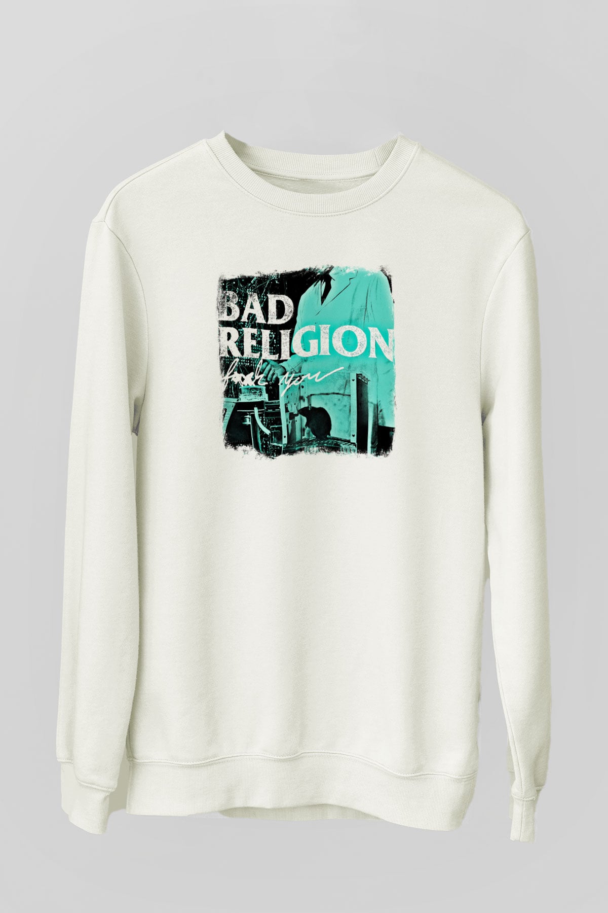 Bad Religion Baskılı Unisex Beyaz Sweatshirt