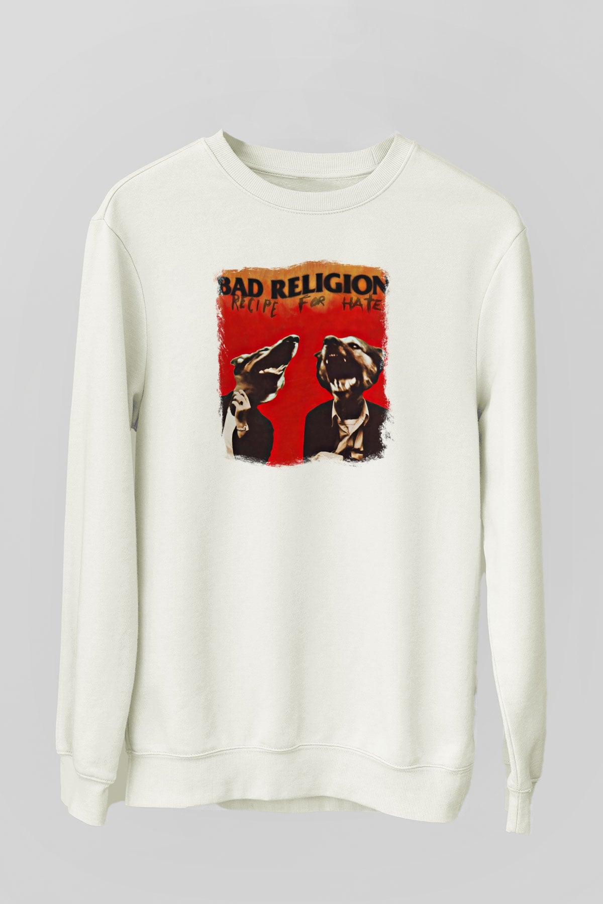 Bad Religion Baskılı Unisex Beyaz Sweatshirt