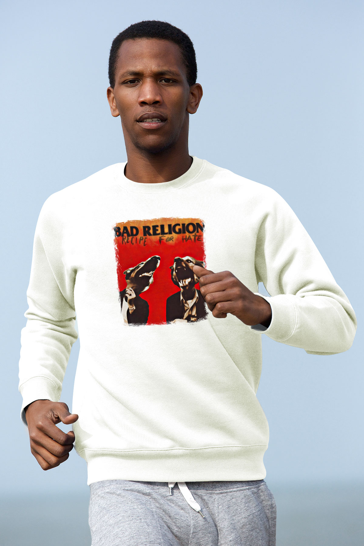 Bad Religion Baskılı Unisex Beyaz Sweatshirt