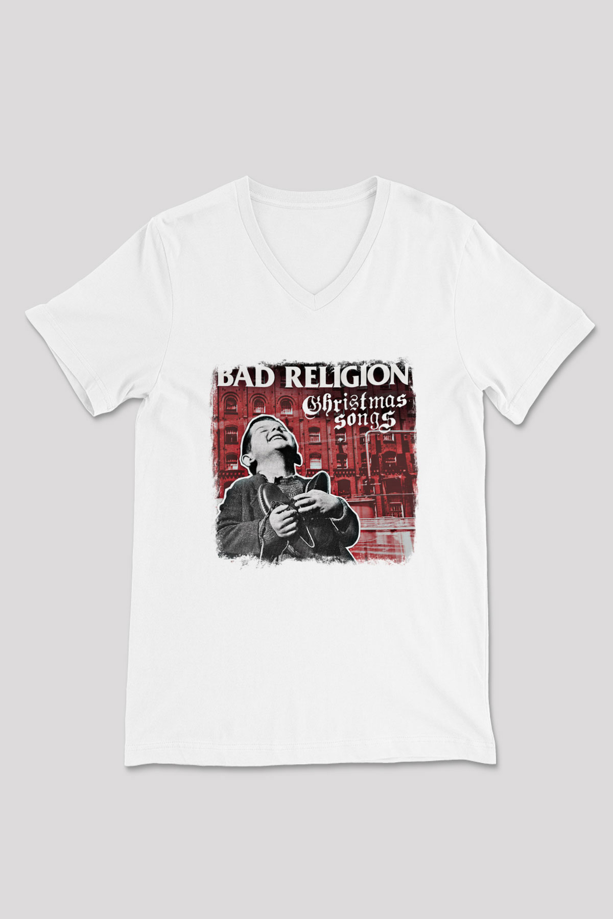 Bad Religion Baskılı Unisex Beyaz V Yaka Tişört