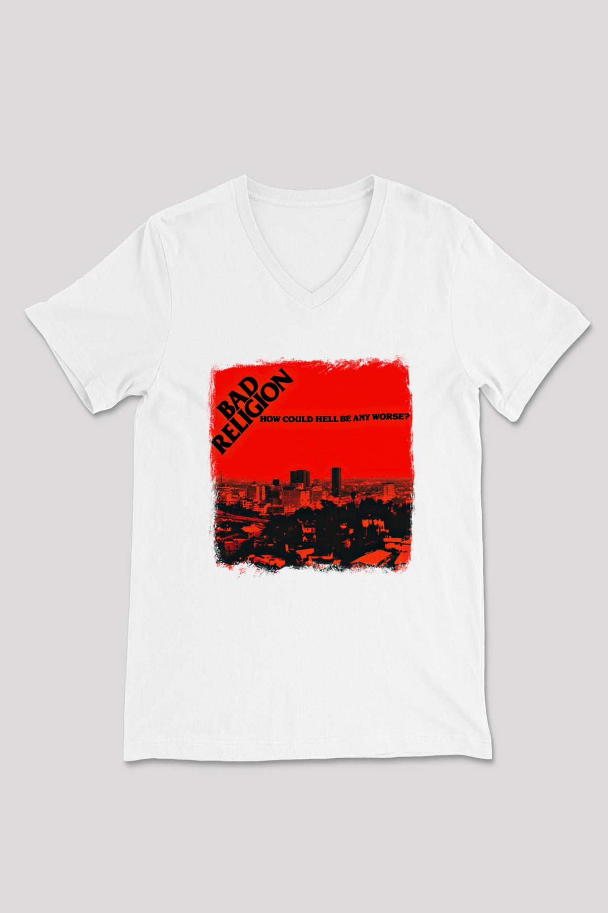 Bad Religion Baskılı Unisex Beyaz V Yaka Tişört