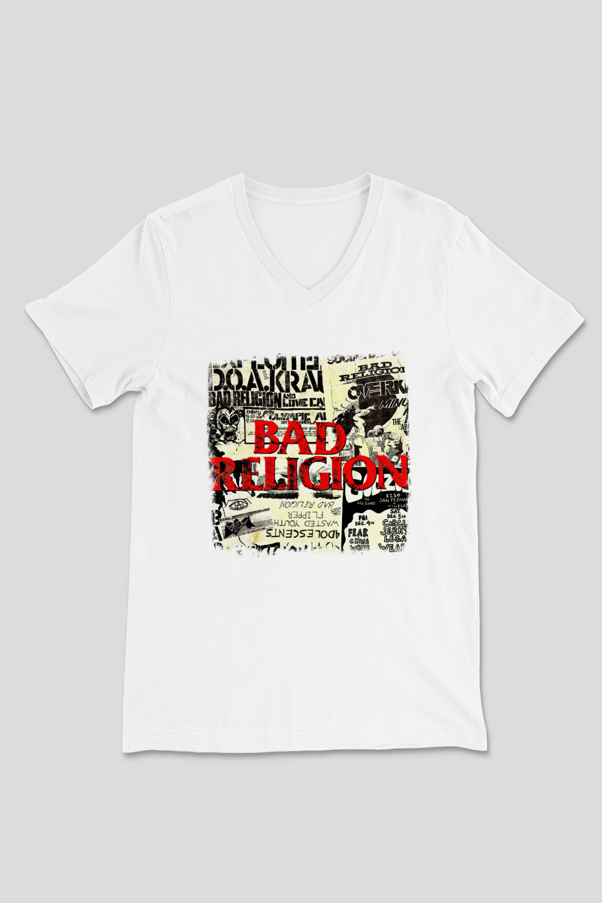 Bad Religion Baskılı Unisex Beyaz V Yaka Tişört