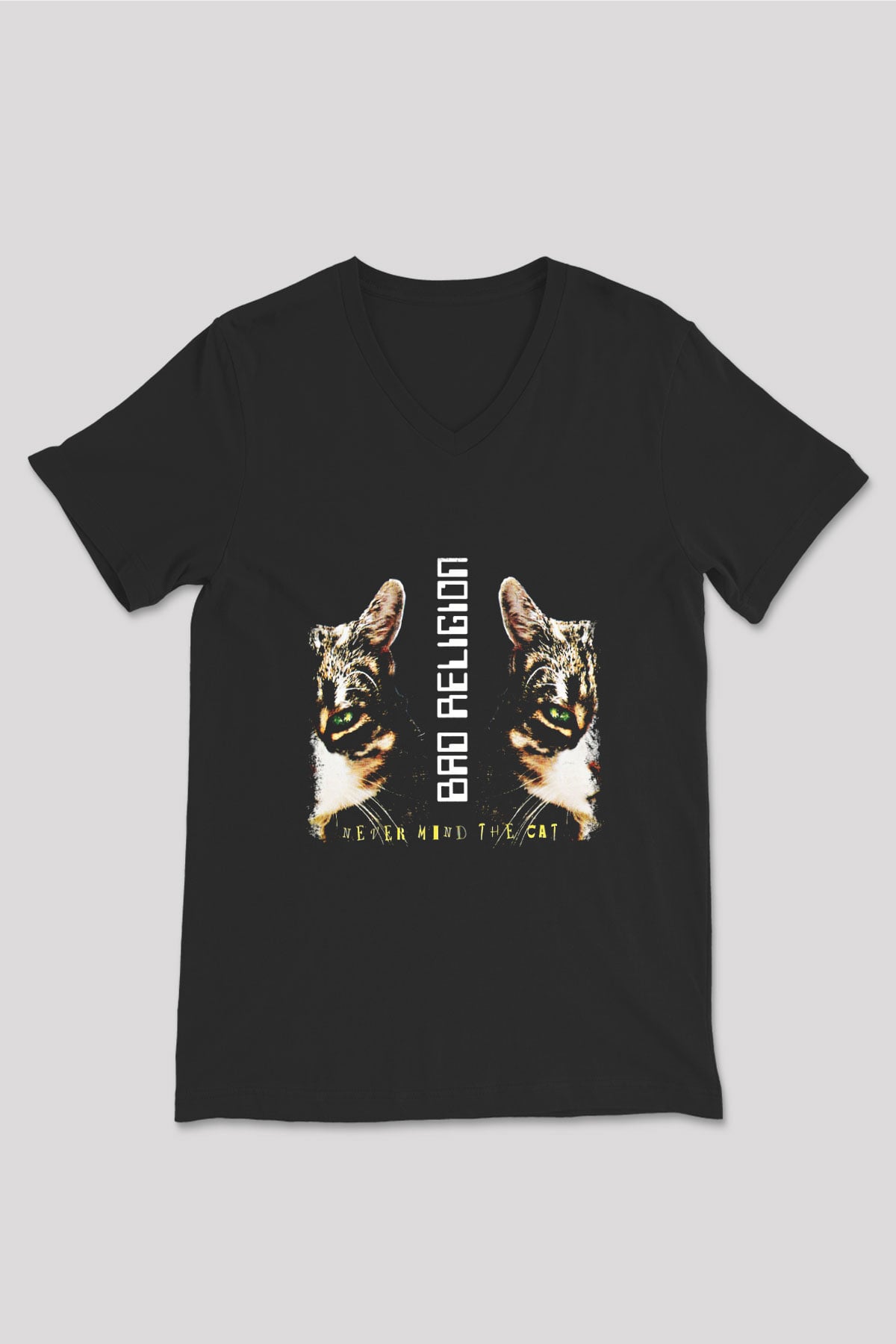 Bad Religion Baskılı Unisex Siyah V Yaka Tişört