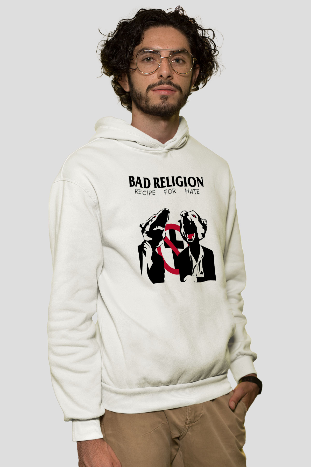 Bad Religion Beyaz Unisex Kapşonlu Sweatshirt
